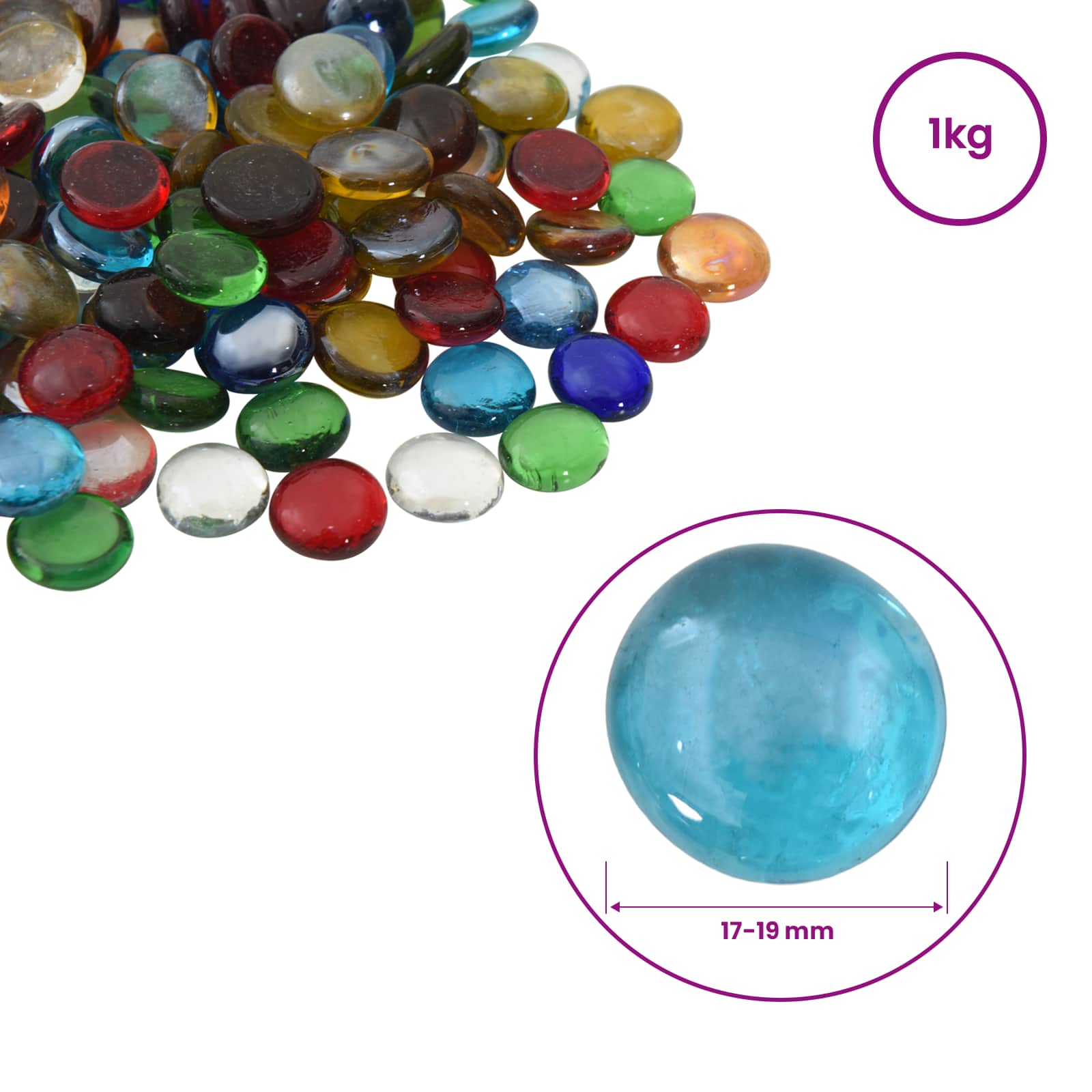 Γυάλινος Κόκκος 17-19 χιλιοστά Πολύχρωμο Γυαλί