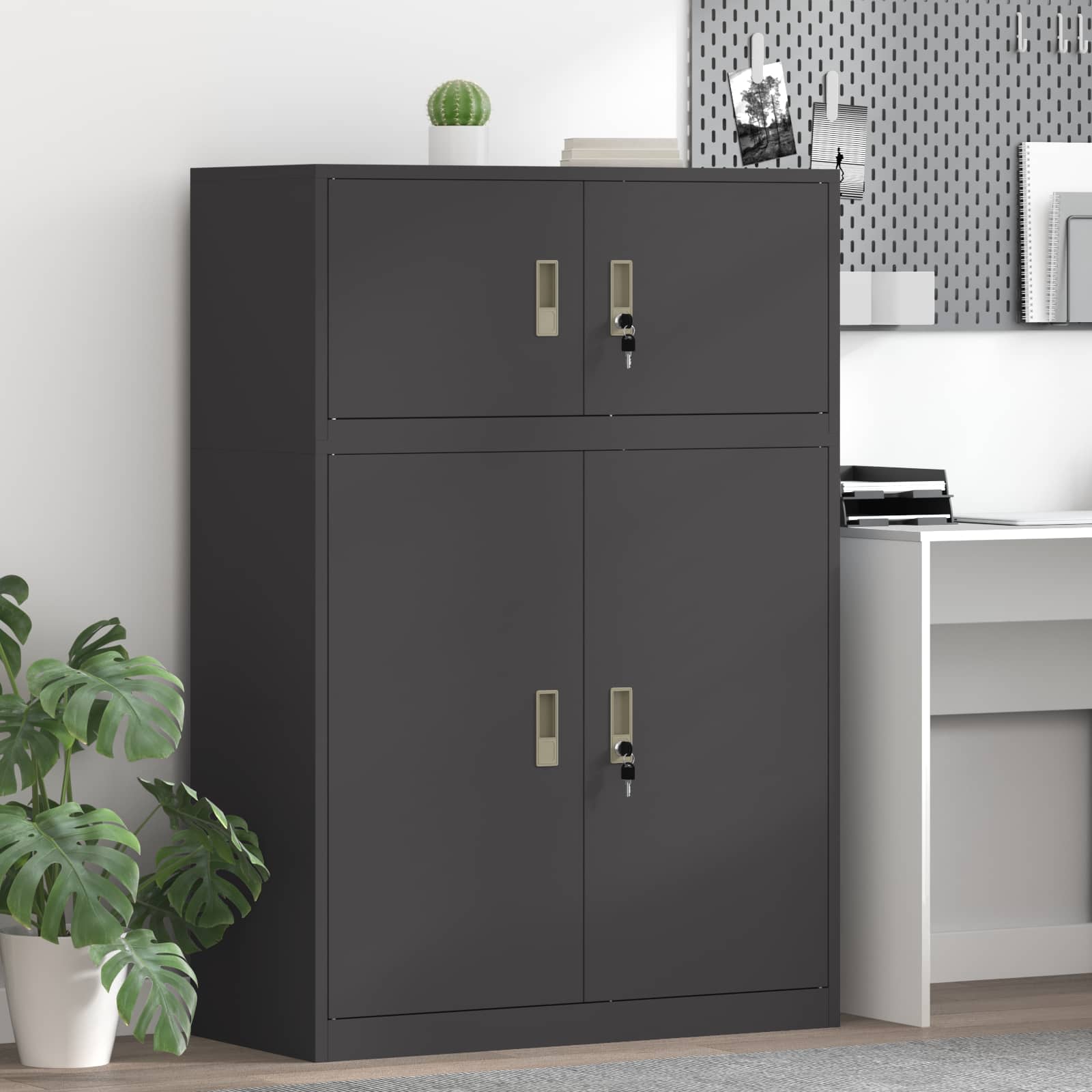 Ντουλάπι αποθήκευσης 2 τμχ. Μαύρο 90 x 40 x 130 cm Ατσάλι