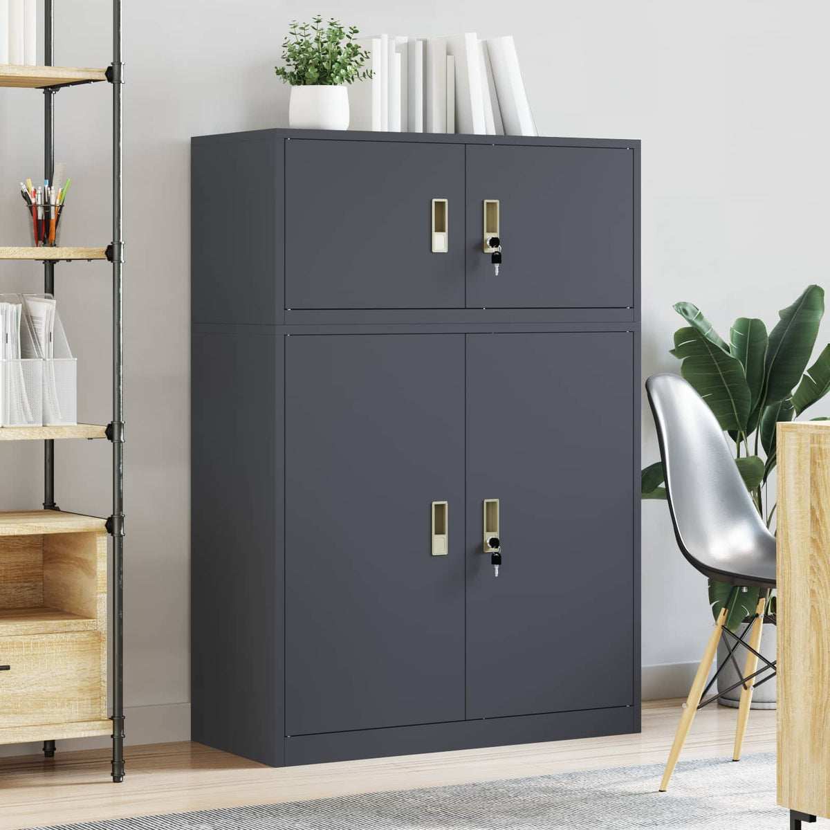 Ντουλάπι αποθήκευσης 2 τμχ. Ανθρακί 90 x 40 x 130 cm Ατσάλι