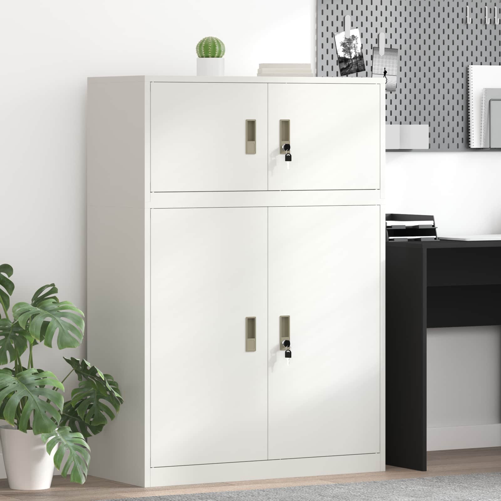 Ντουλάπι αποθήκευσης 2 τμχ. Λευκός 90 x 40 x 130 cm Ατσάλι