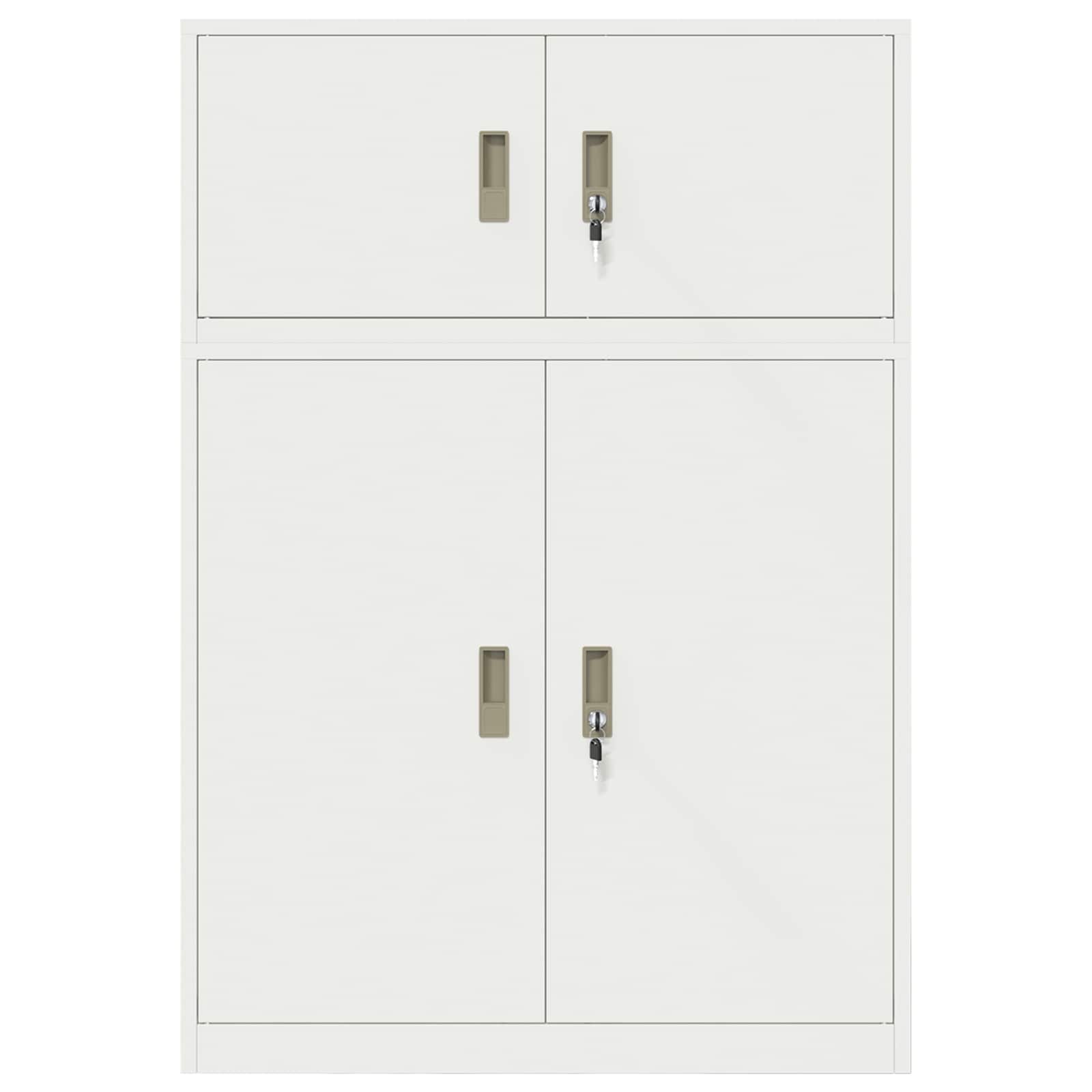 Ντουλάπι αποθήκευσης 2 τμχ. Λευκός 90 x 40 x 130 cm Ατσάλι