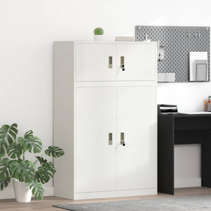 Ντουλάπι αποθήκευσης 2 τμχ. Λευκός 90 x 40 x 145 cm Ατσάλι