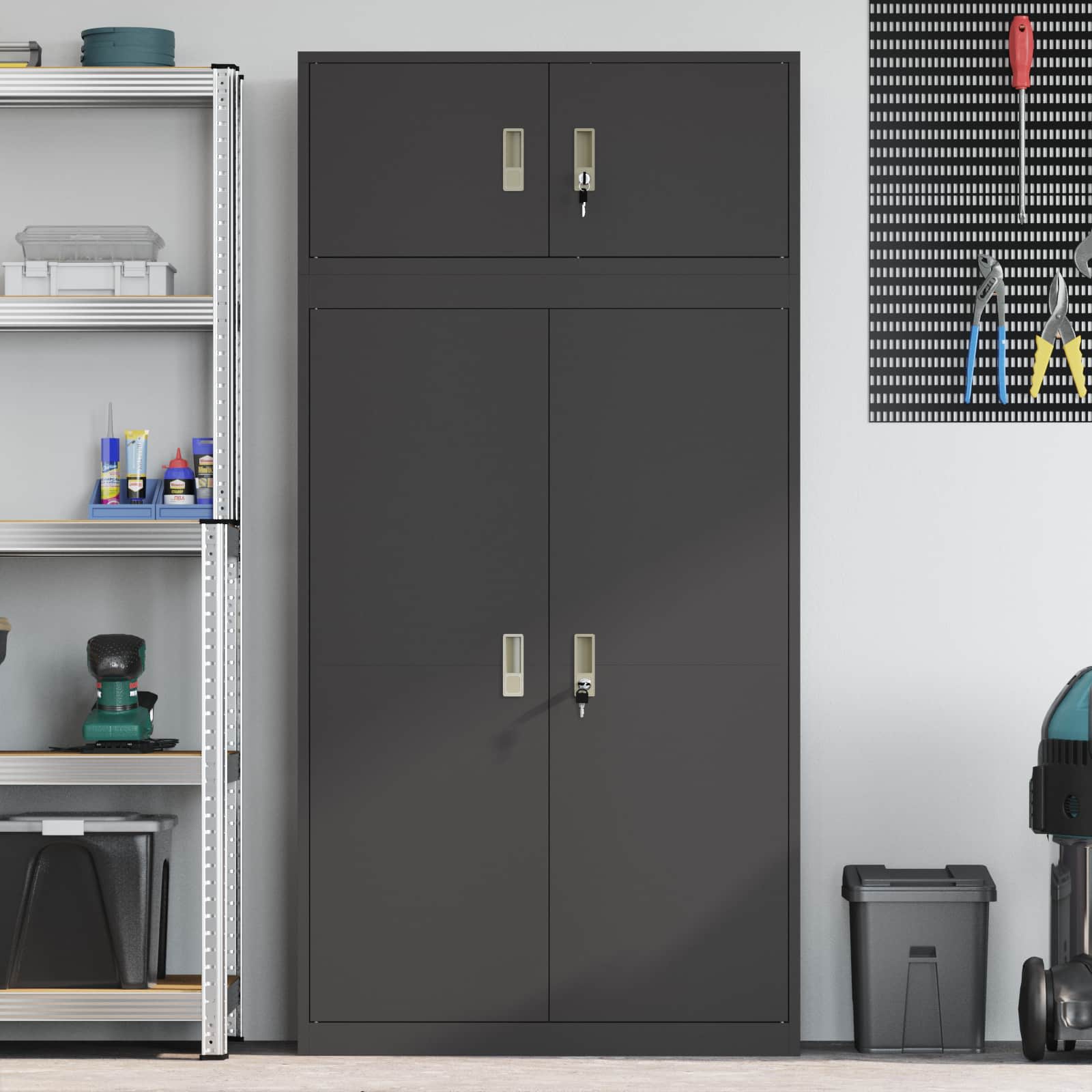 Ντουλάπι αποθήκευσης 2 τμχ. Μαύρο 90 x 40 x 180 cm Ατσάλι - Pakobazaar