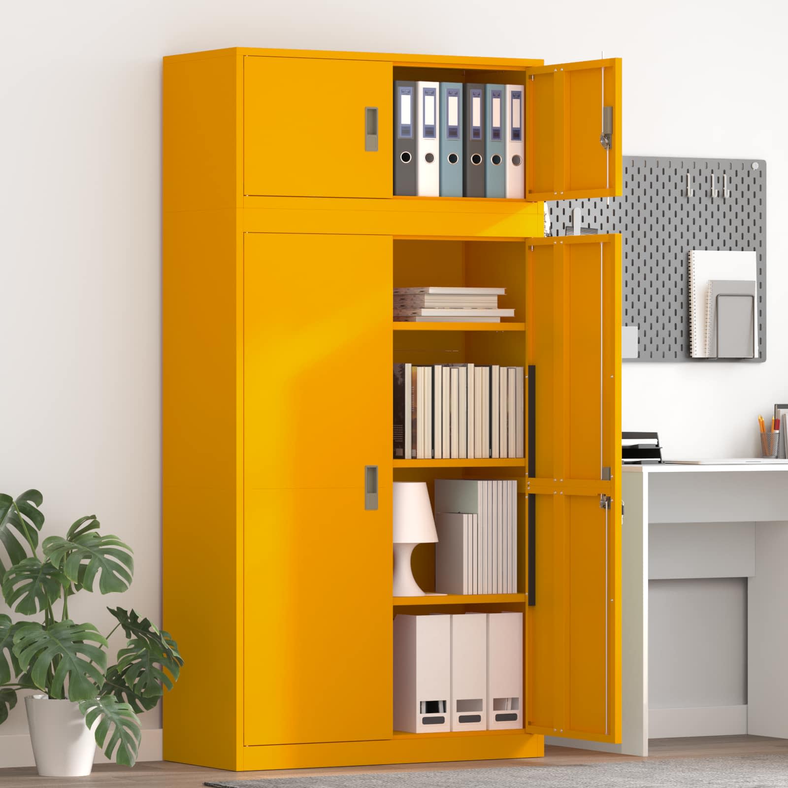 Ντουλάπι αποθήκευσης 2 τμχ. Μουσταρδί 90 x 40 x 180 cm Ατσάλι