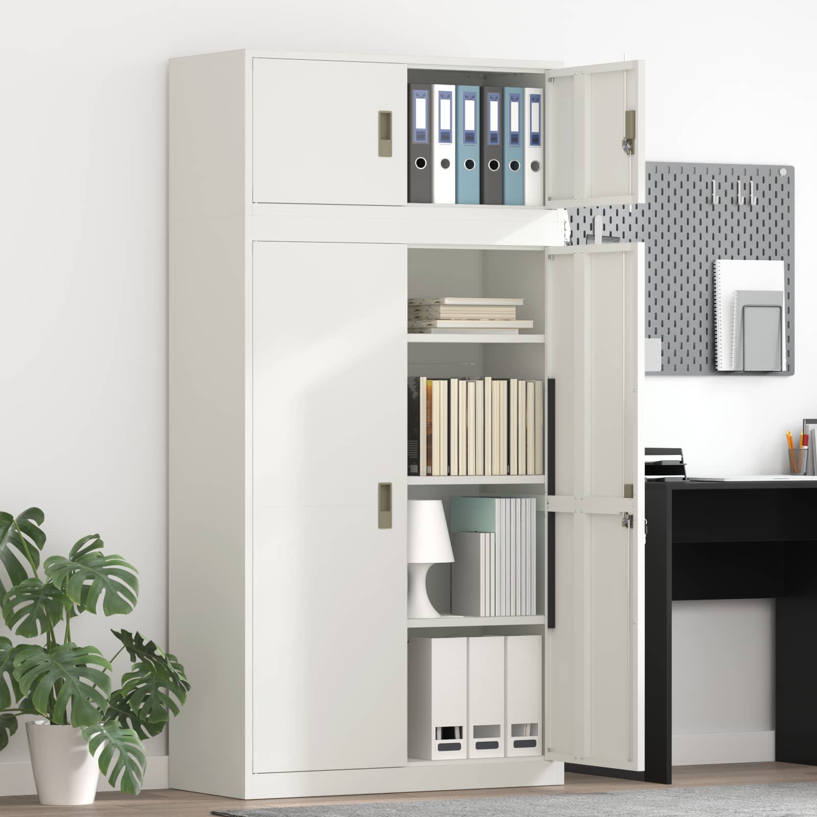 Ντουλάπι αποθήκευσης 2 τμχ. Λευκός 90 x 40 x 180 cm Ατσάλι