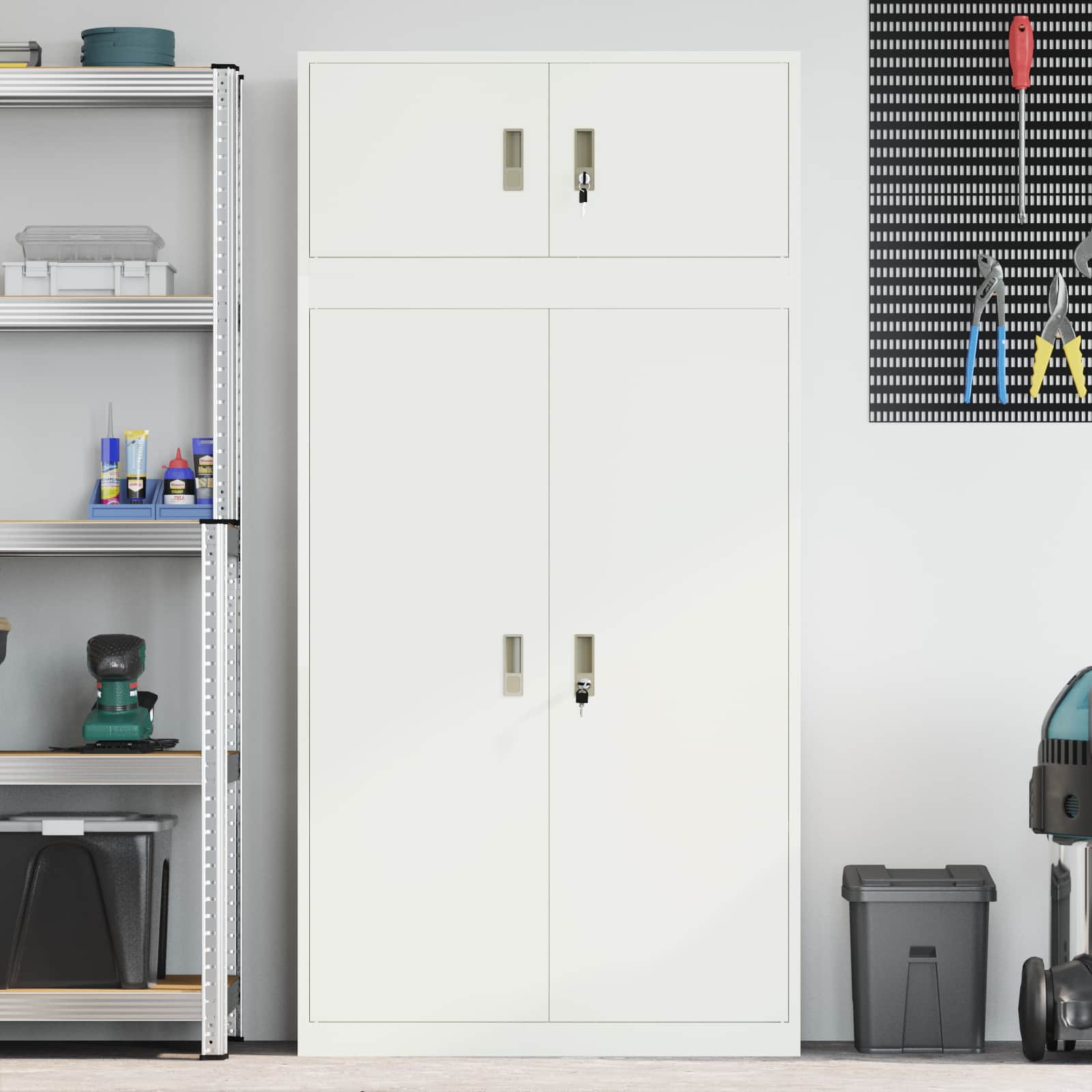 Ντουλάπι αποθήκευσης 2 τμχ. Λευκός 90 x 40 x 180 cm Ατσάλι