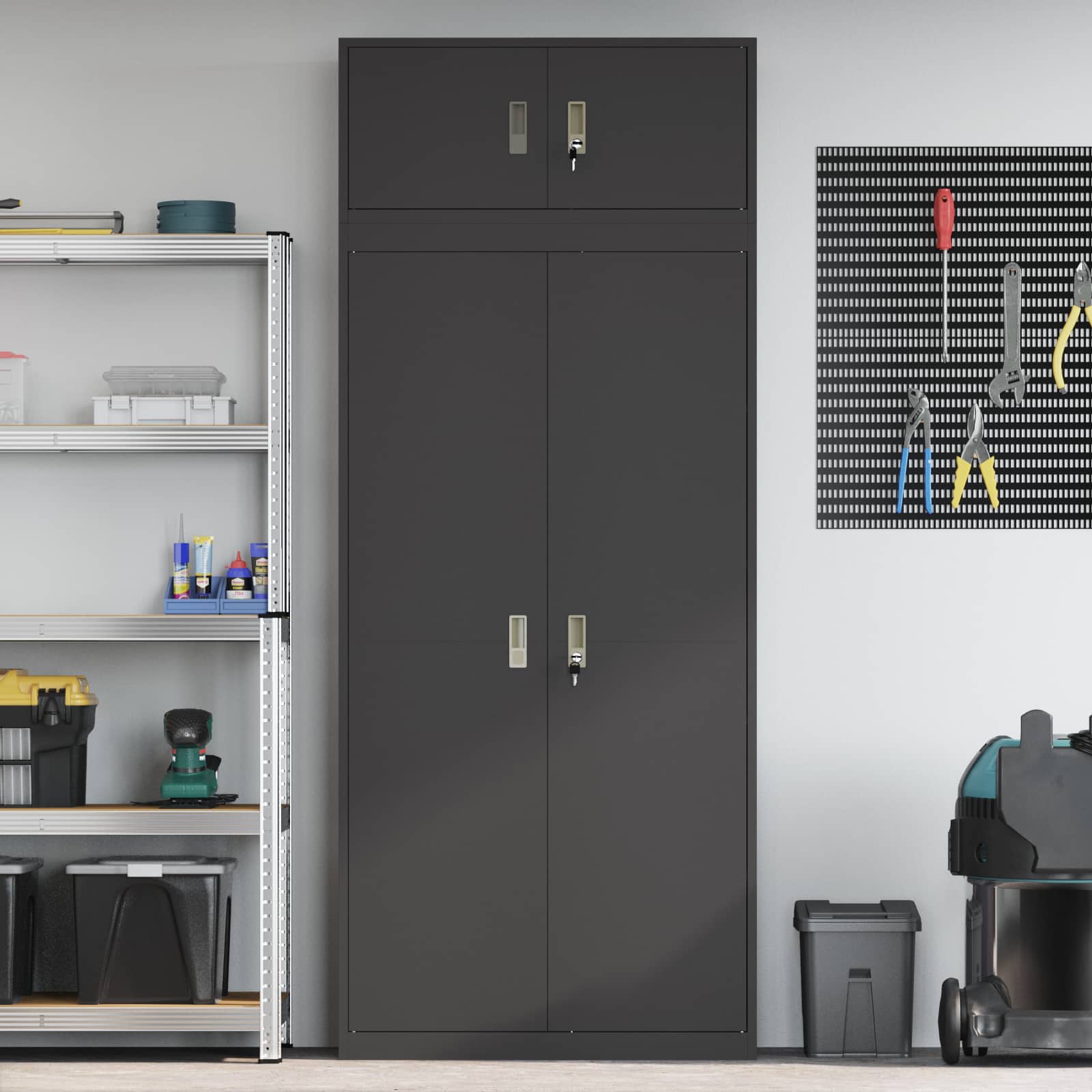 Ντουλάπι αποθήκευσης 2 τμχ. Μαύρο 90 x 40 x 220 cm Ατσάλι