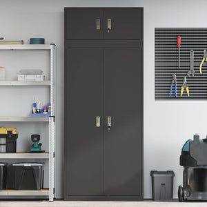 Ντουλάπι αποθήκευσης 2 τμχ. Μαύρο 90 x 40 x 220 cm Ατσάλι