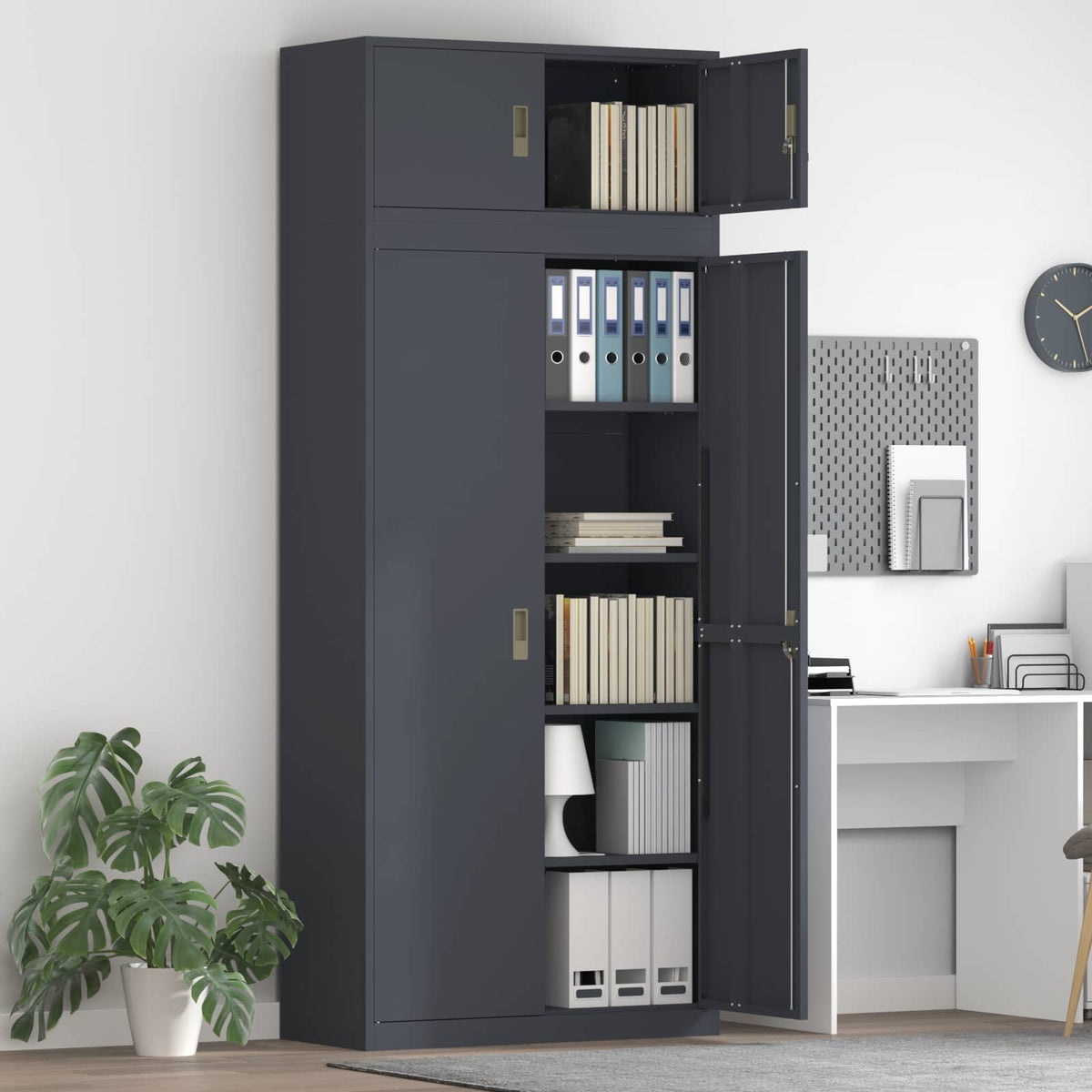 Ντουλάπι αποθήκευσης 2 τμχ. Ανθρακί 90 x 40 x 220 cm Ατσάλι