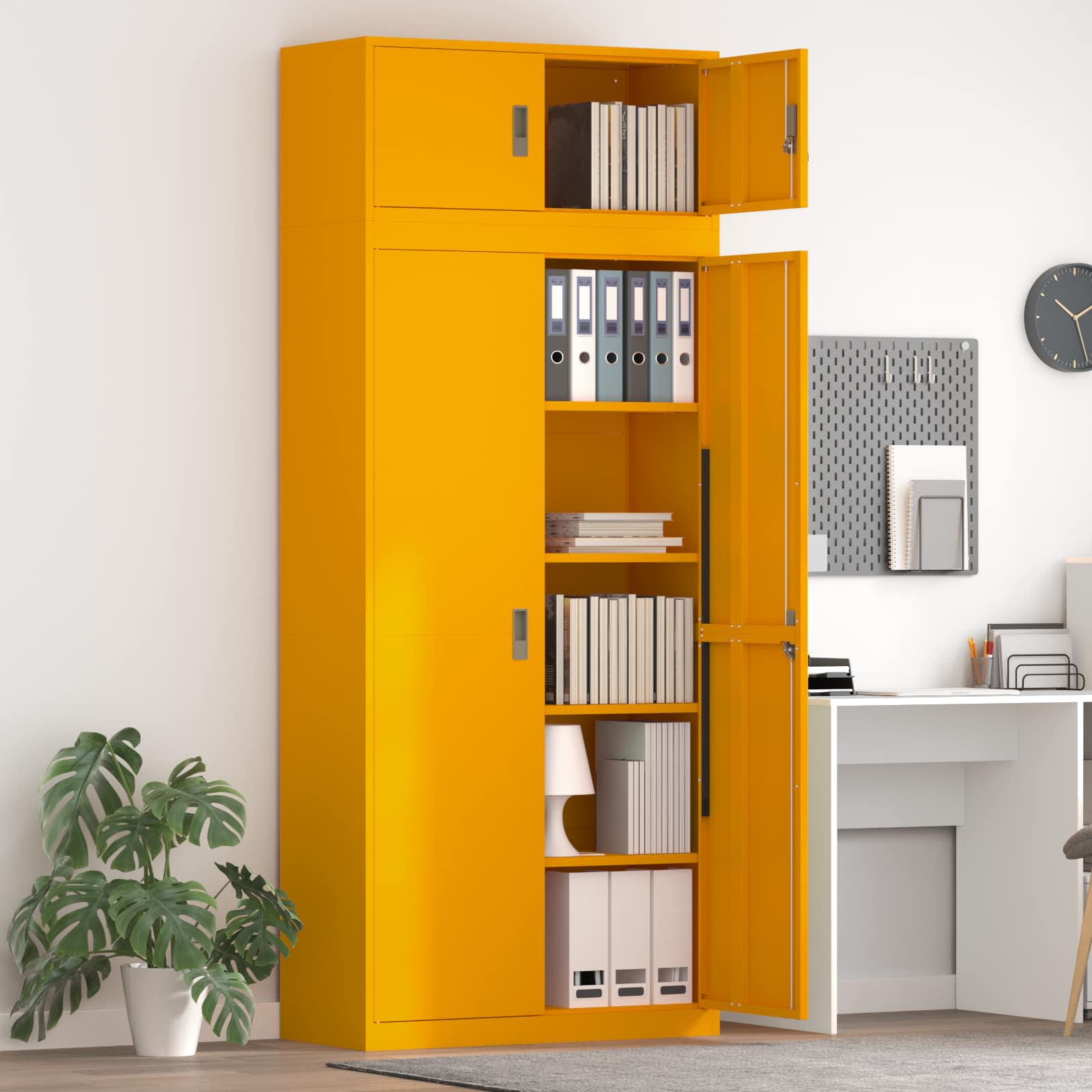 Ντουλάπι αποθήκευσης 2 τμχ. Μουσταρδί 90 x 40 x 220 cm Ατσάλι