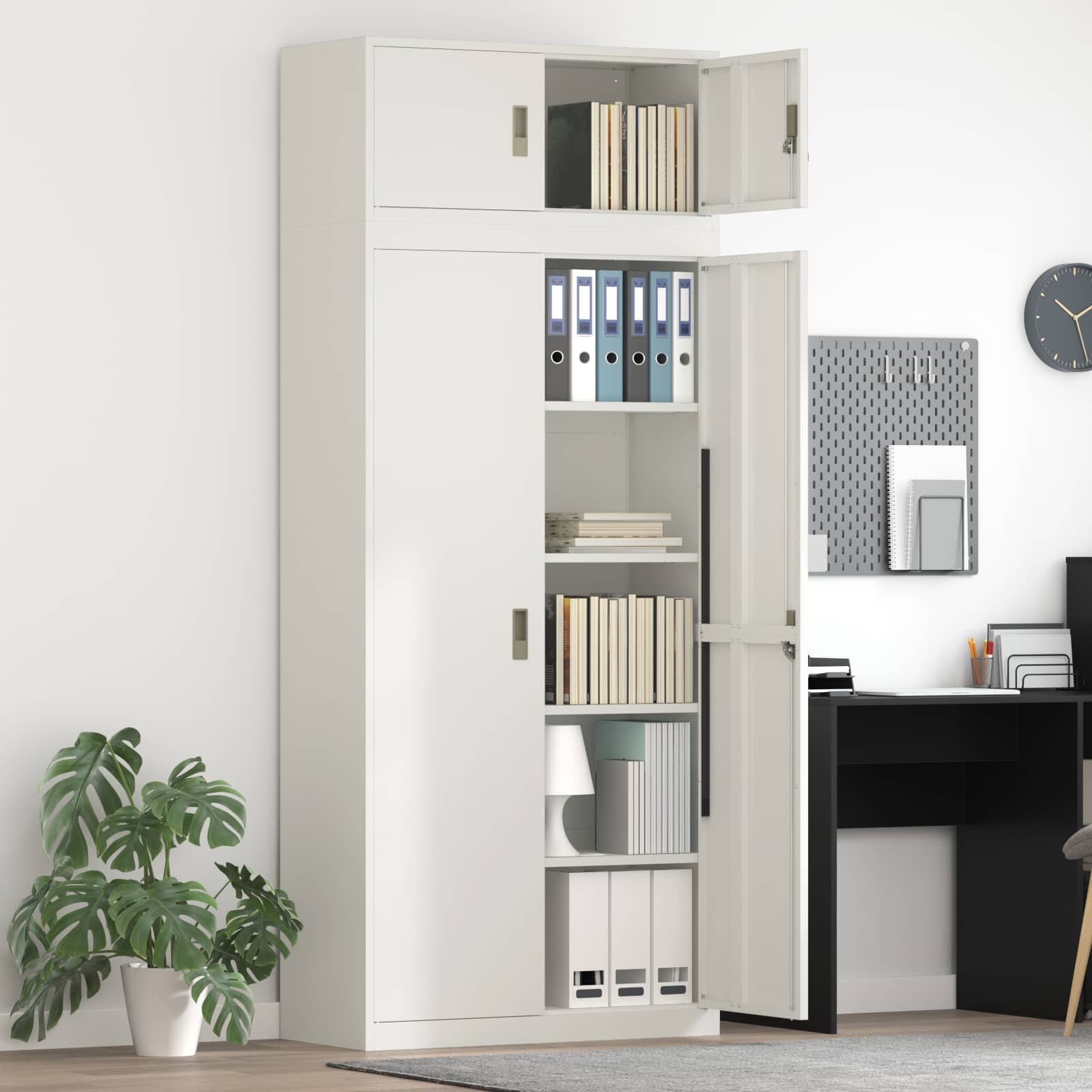 Ντουλάπι αποθήκευσης 2 τμχ. Λευκός 90 x 40 x 220 cm Ατσάλι - Pakobazaar