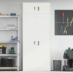 Ντουλάπι αποθήκευσης 2 τμχ. Λευκός 90 x 40 x 220 cm Ατσάλι - Pakobazaar