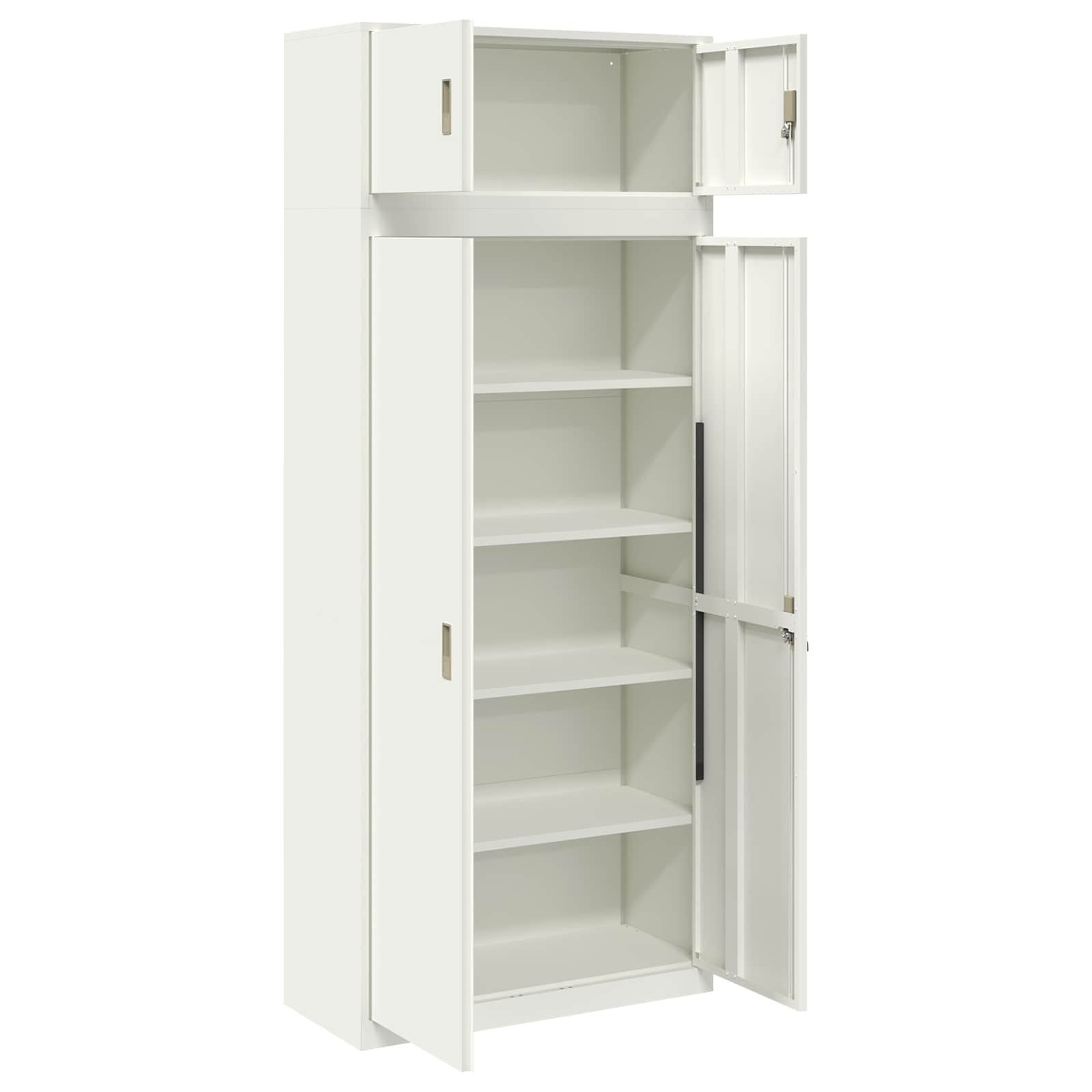 Ντουλάπι αποθήκευσης 2 τμχ. Λευκός 90 x 40 x 220 cm Ατσάλι - Pakobazaar