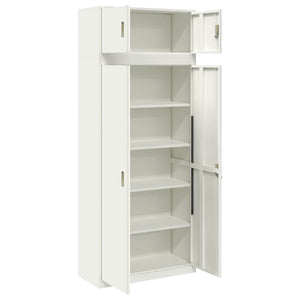 Ντουλάπι αποθήκευσης 2 τμχ. Λευκός 90 x 40 x 220 cm Ατσάλι - Pakobazaar