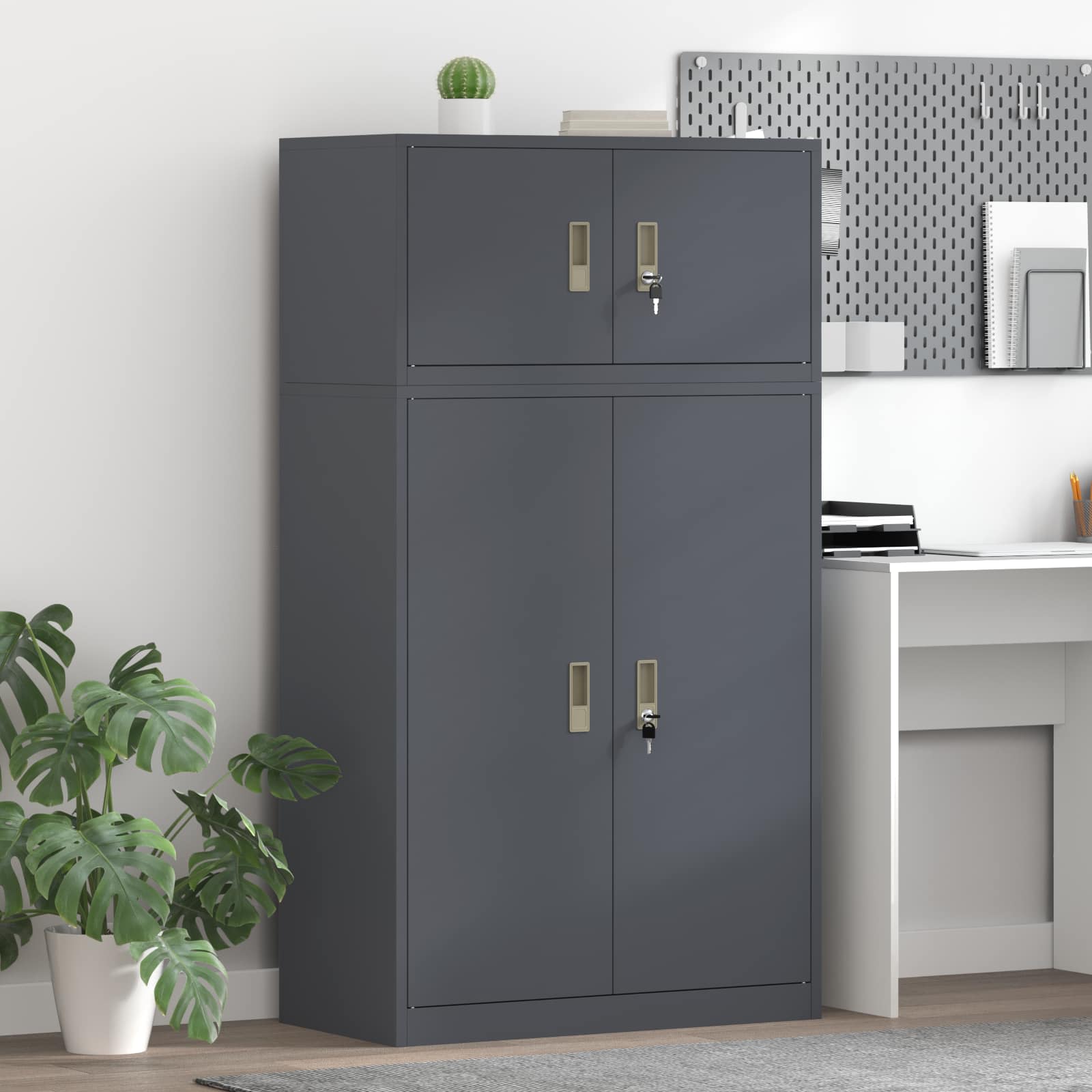 Ντουλάπι αποθήκευσης 2 τμχ. Ανθρακί 80 x 40 x 145 εκ Ατσάλι