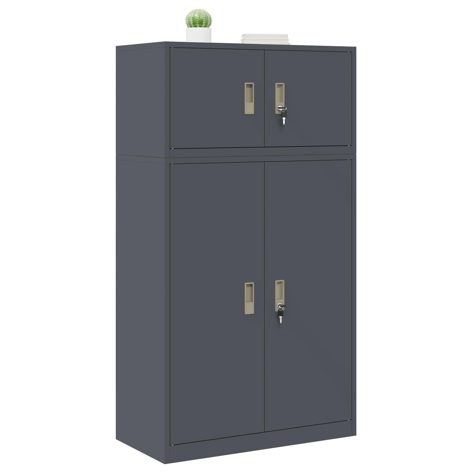 Ντουλάπι αποθήκευσης 2 τμχ. Ανθρακί 80 x 40 x 145 εκ Ατσάλι
