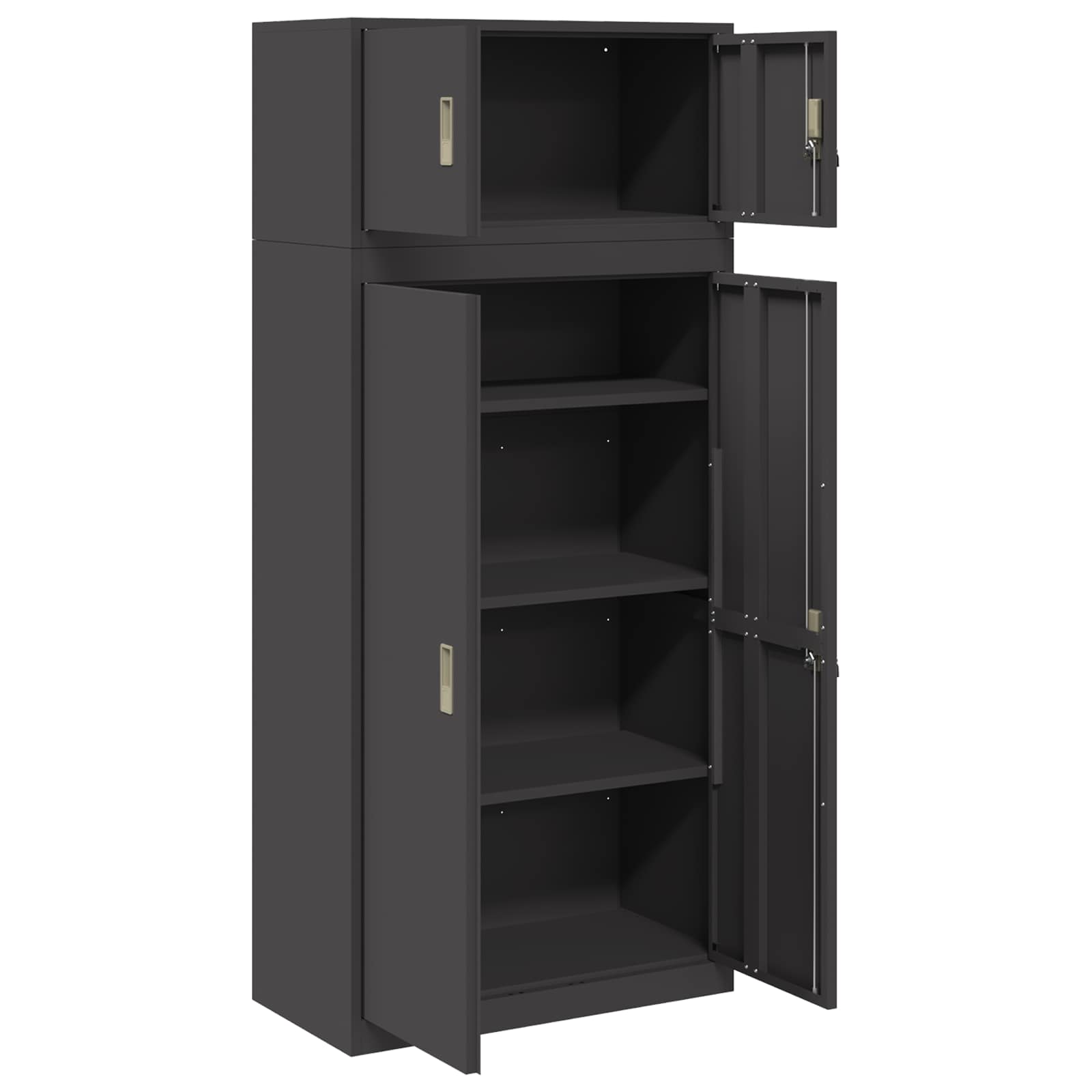 Ντουλάπι αποθήκευσης 2 τμχ. Μαύρο 80 x 40 x 180 cm Ατσάλι - Pakobazaar