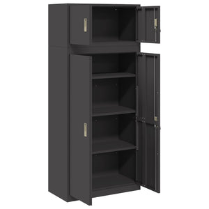 Ντουλάπι αποθήκευσης 2 τμχ. Μαύρο 80 x 40 x 180 cm Ατσάλι - Pakobazaar