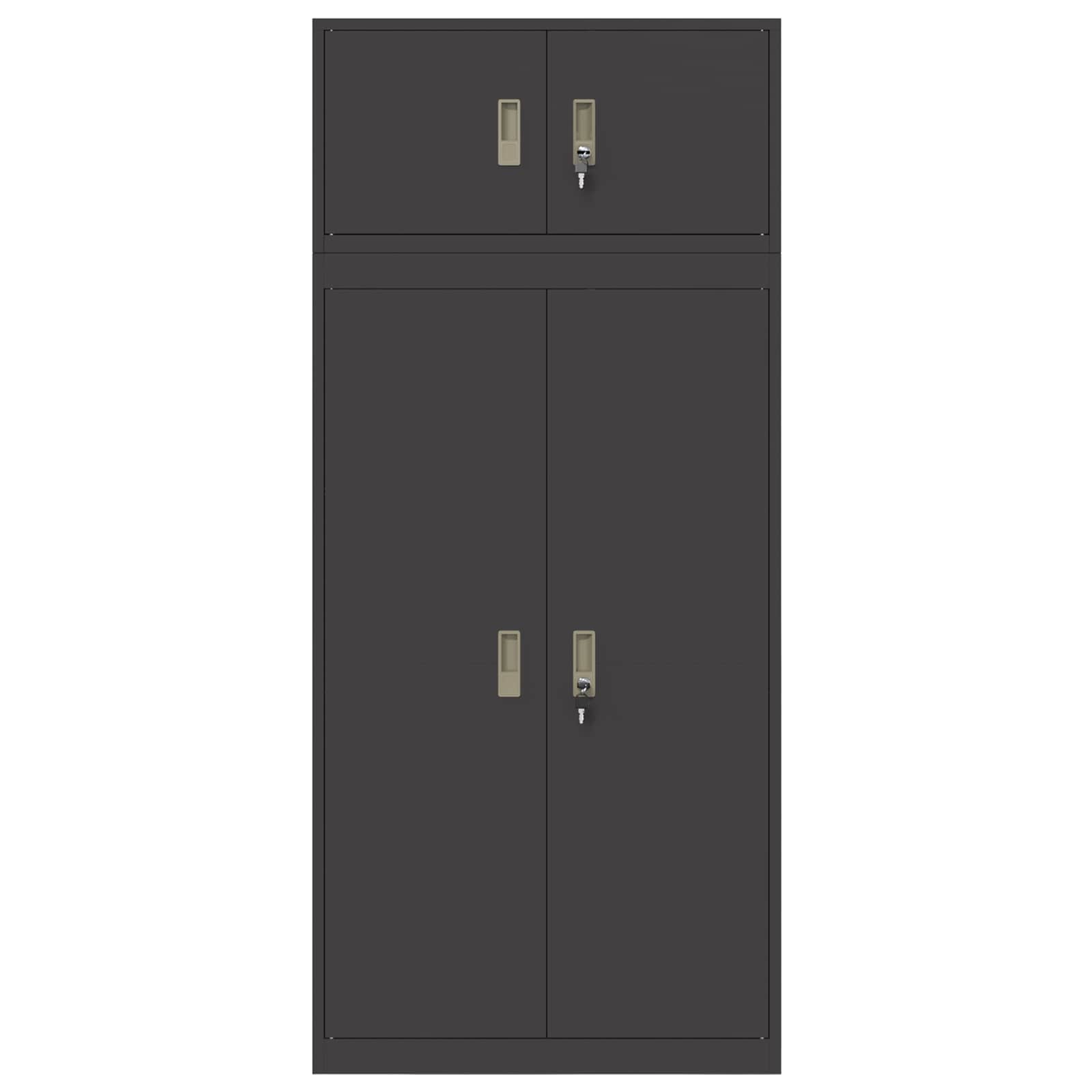 Ντουλάπι αποθήκευσης 2 τμχ. Μαύρο 80 x 40 x 180 cm Ατσάλι - Pakobazaar