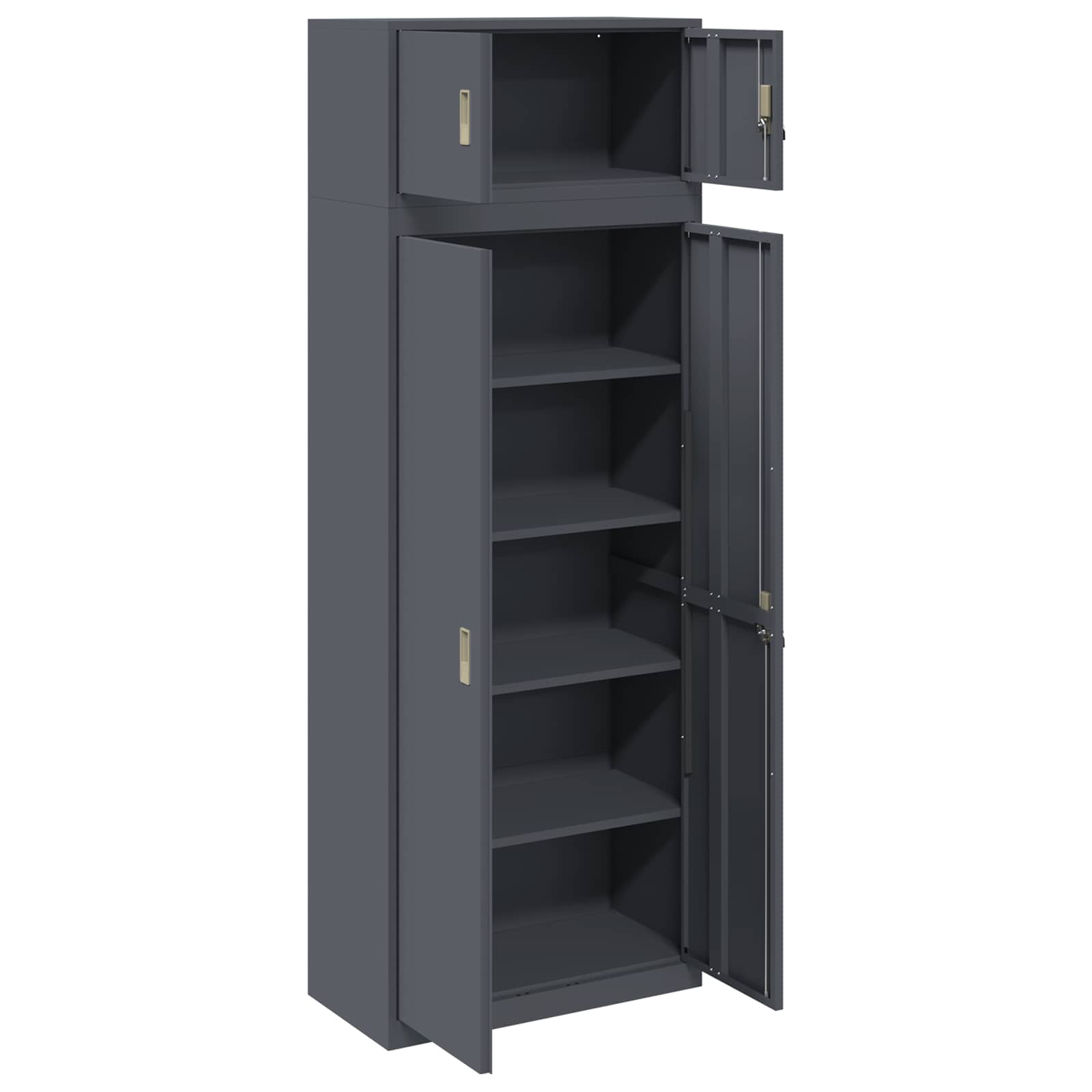 Ντουλάπι αποθήκευσης 2 τμχ. Ανθρακί 80 x 40 x 220 εκ Ατσάλι