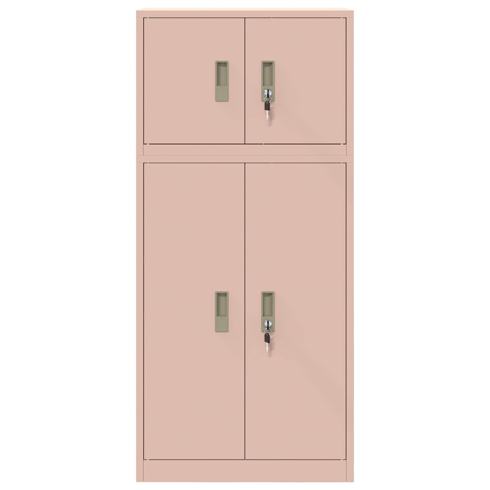 Ντουλάπι αποθήκευσης 2 τμχ. Ροζ 60 x 40 x 130 εκ Ατσάλι