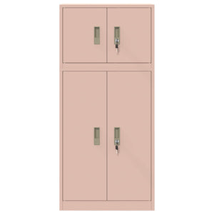 Ντουλάπι αποθήκευσης 2 τμχ. Ροζ 60 x 40 x 130 εκ Ατσάλι