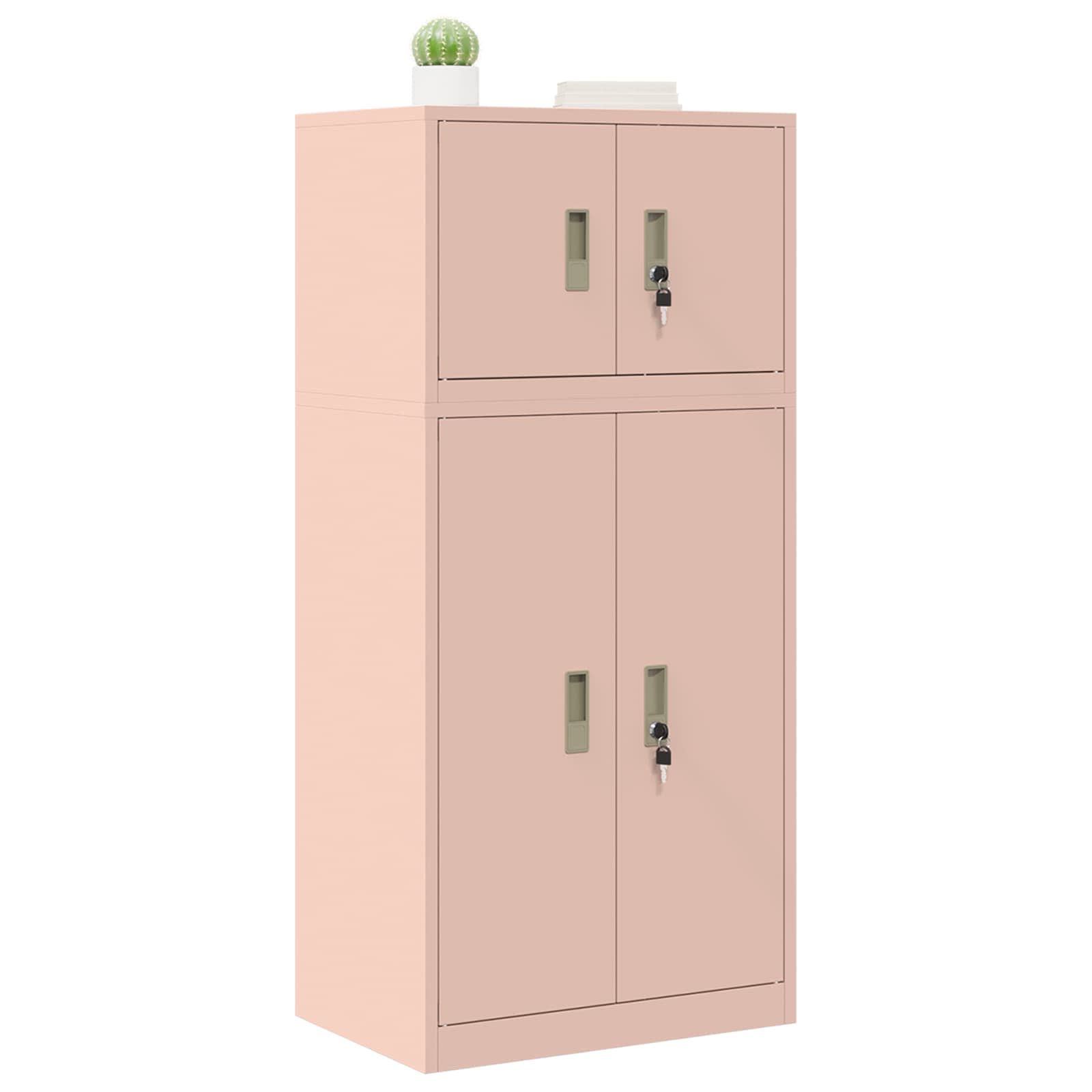 Ντουλάπι αποθήκευσης 2 τμχ. Ροζ 60 x 40 x 130 εκ Ατσάλι