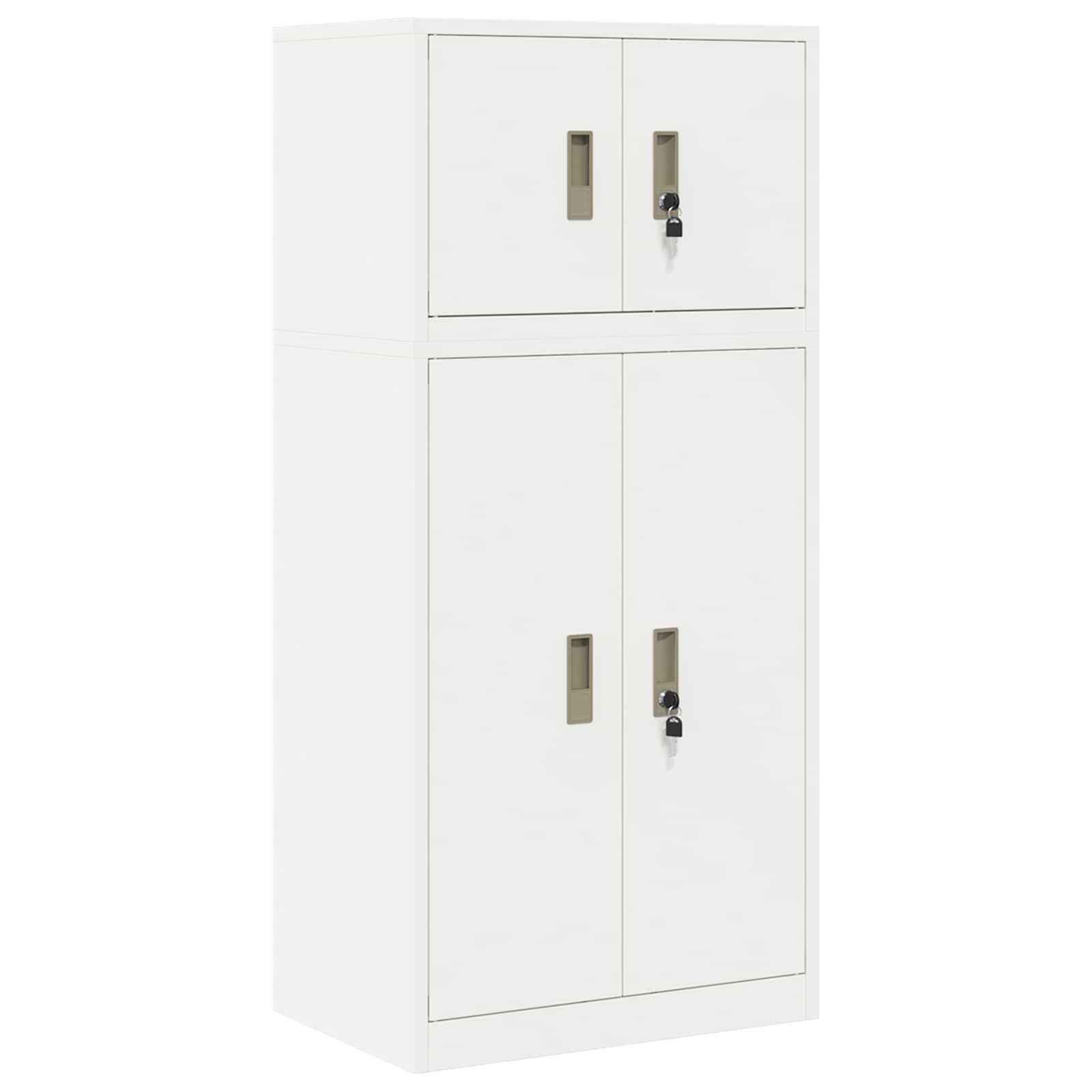 Ντουλάπι αποθήκευσης 2 τμχ. Λευκός 60 x 40 x 130 εκ Ατσάλι - Pakobazaar