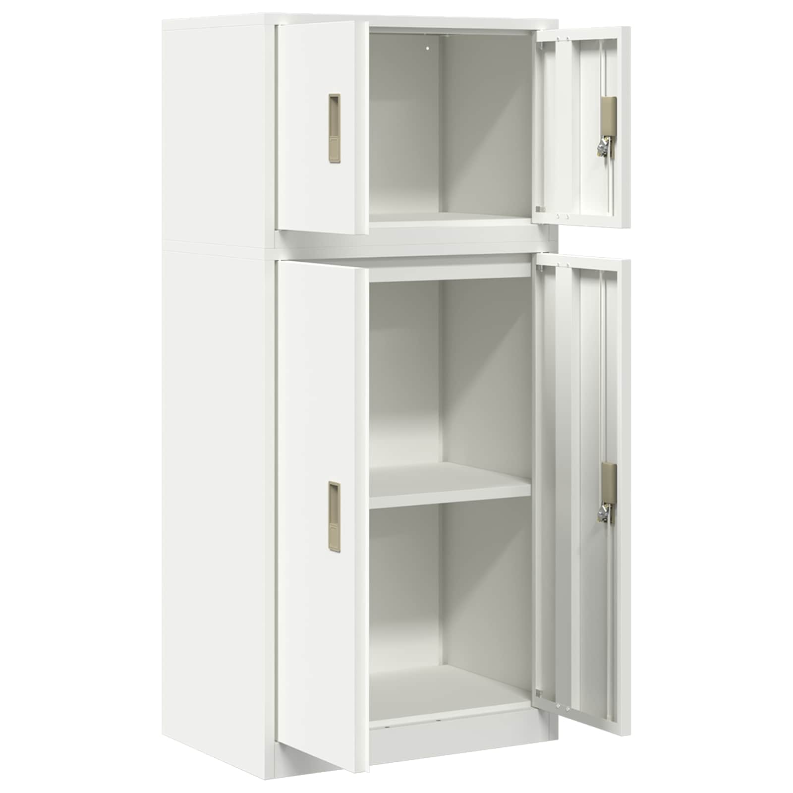 Ντουλάπι αποθήκευσης 2 τμχ. Λευκός 60 x 40 x 130 εκ Ατσάλι - Pakobazaar