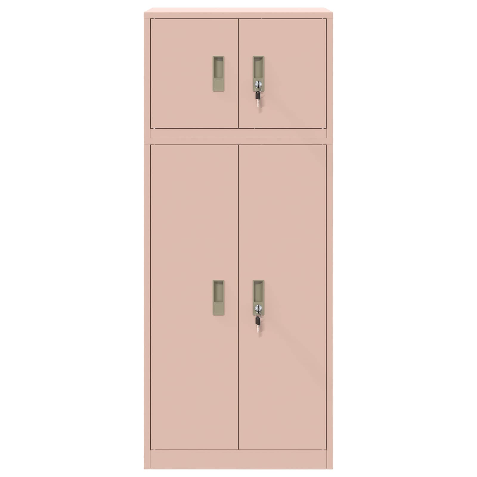 Ντουλάπι αποθήκευσης 2 τμχ. Ροζ 60 x 40 x 145 εκ Ατσάλι