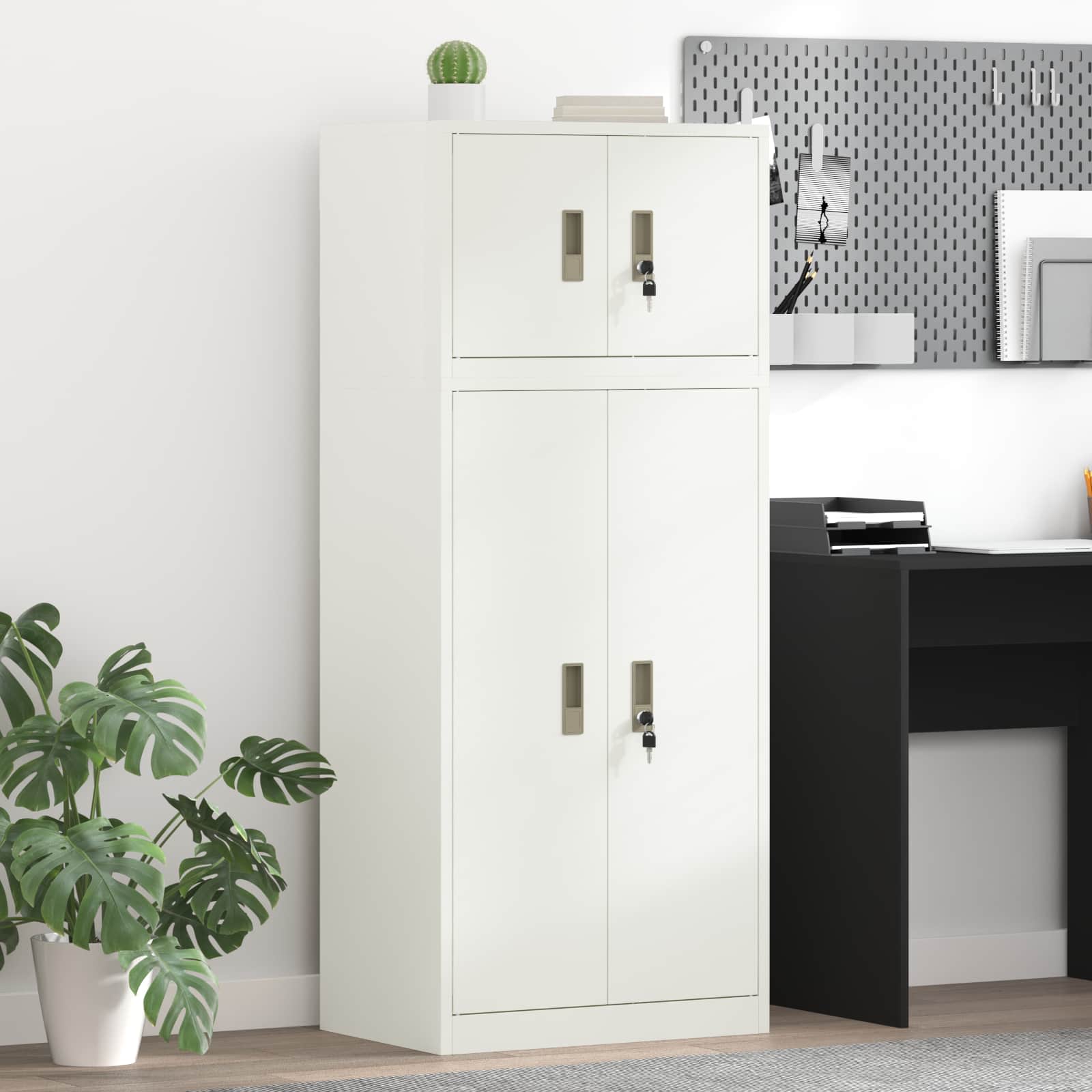 Ντουλάπι αποθήκευσης 2 τμχ. Λευκός 60 x 40 x 145 εκ Ατσάλι - Pakobazaar