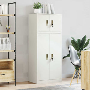 Ντουλάπι αποθήκευσης 2 τμχ. Λευκός 60 x 40 x 145 εκ Ατσάλι - Pakobazaar
