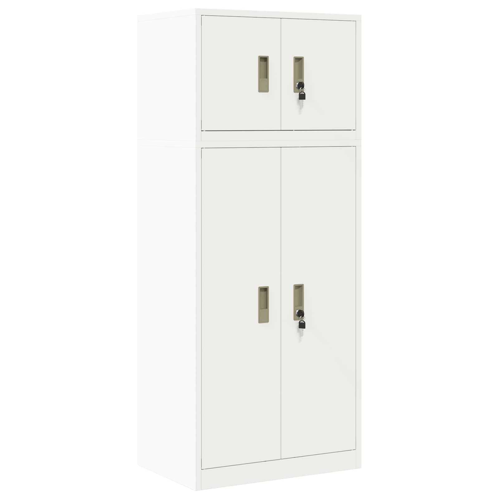 Ντουλάπι αποθήκευσης 2 τμχ. Λευκός 60 x 40 x 145 εκ Ατσάλι - Pakobazaar