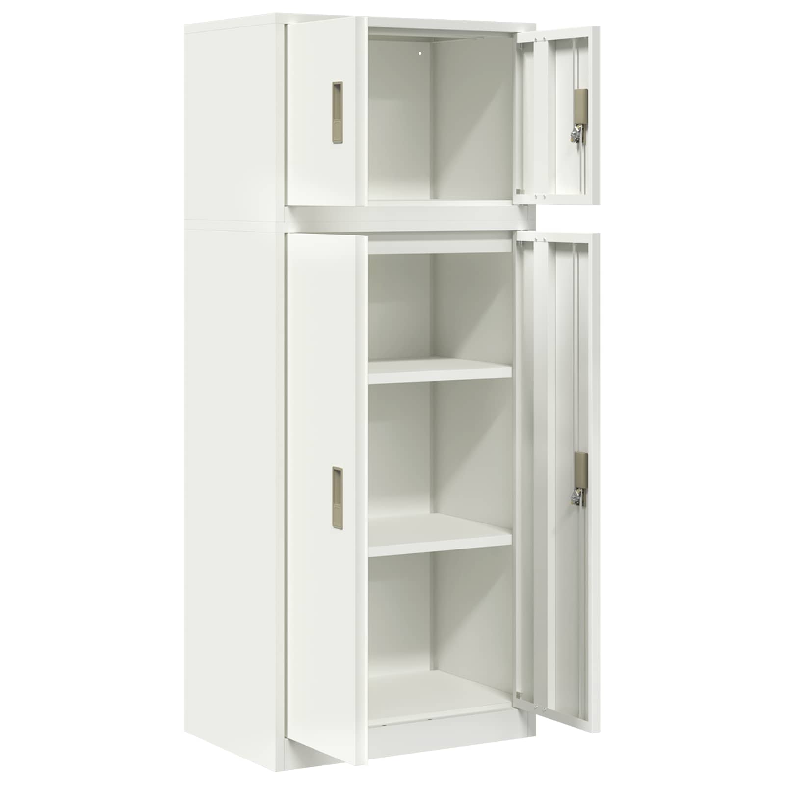 Ντουλάπι αποθήκευσης 2 τμχ. Λευκός 60 x 40 x 145 εκ Ατσάλι - Pakobazaar