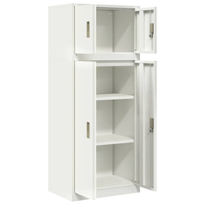 Ντουλάπι αποθήκευσης 2 τμχ. Λευκός 60 x 40 x 145 εκ Ατσάλι - Pakobazaar