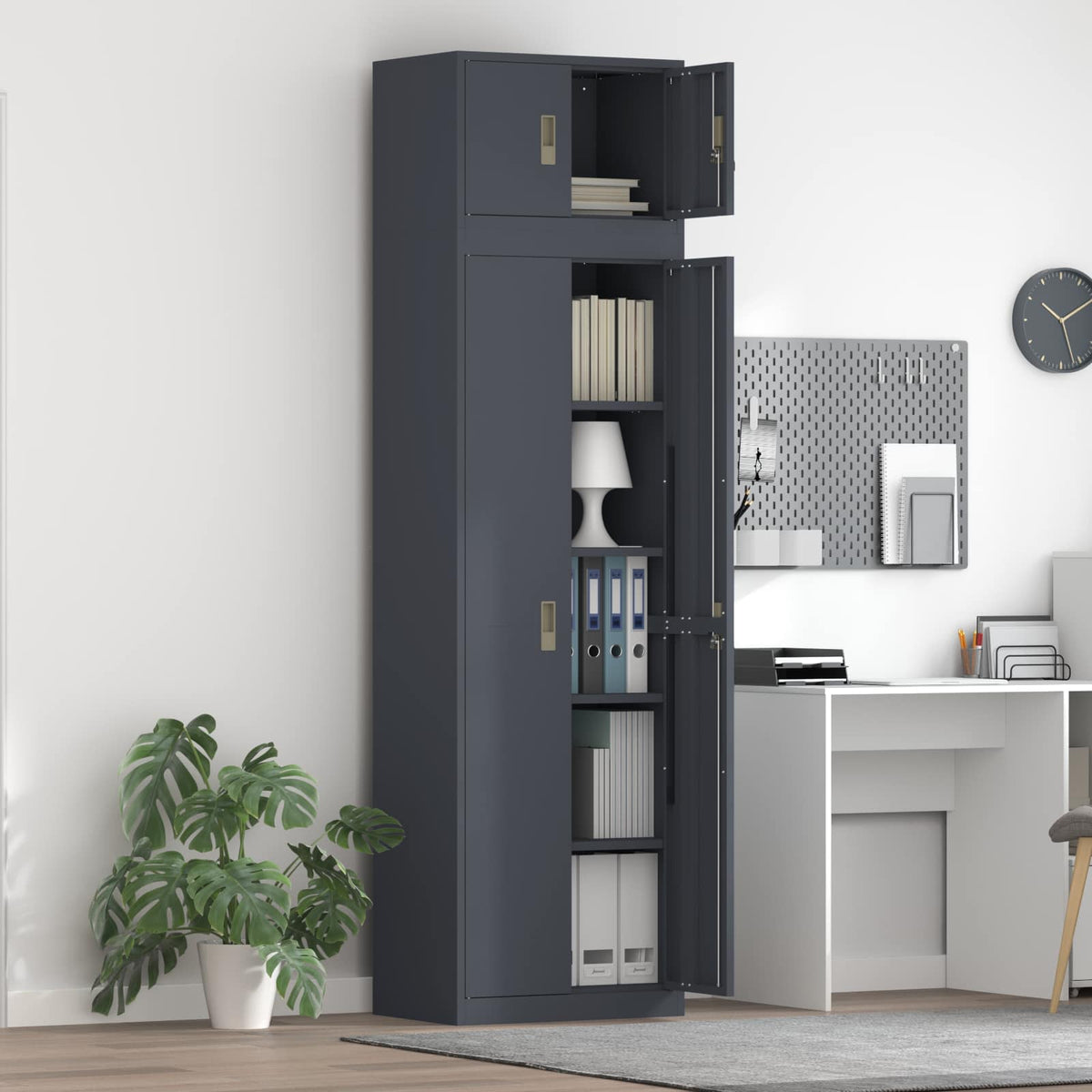 Ντουλάπι αποθήκευσης 2 τμχ. Ανθρακί 60 x 40 x 220 εκ Ατσάλι