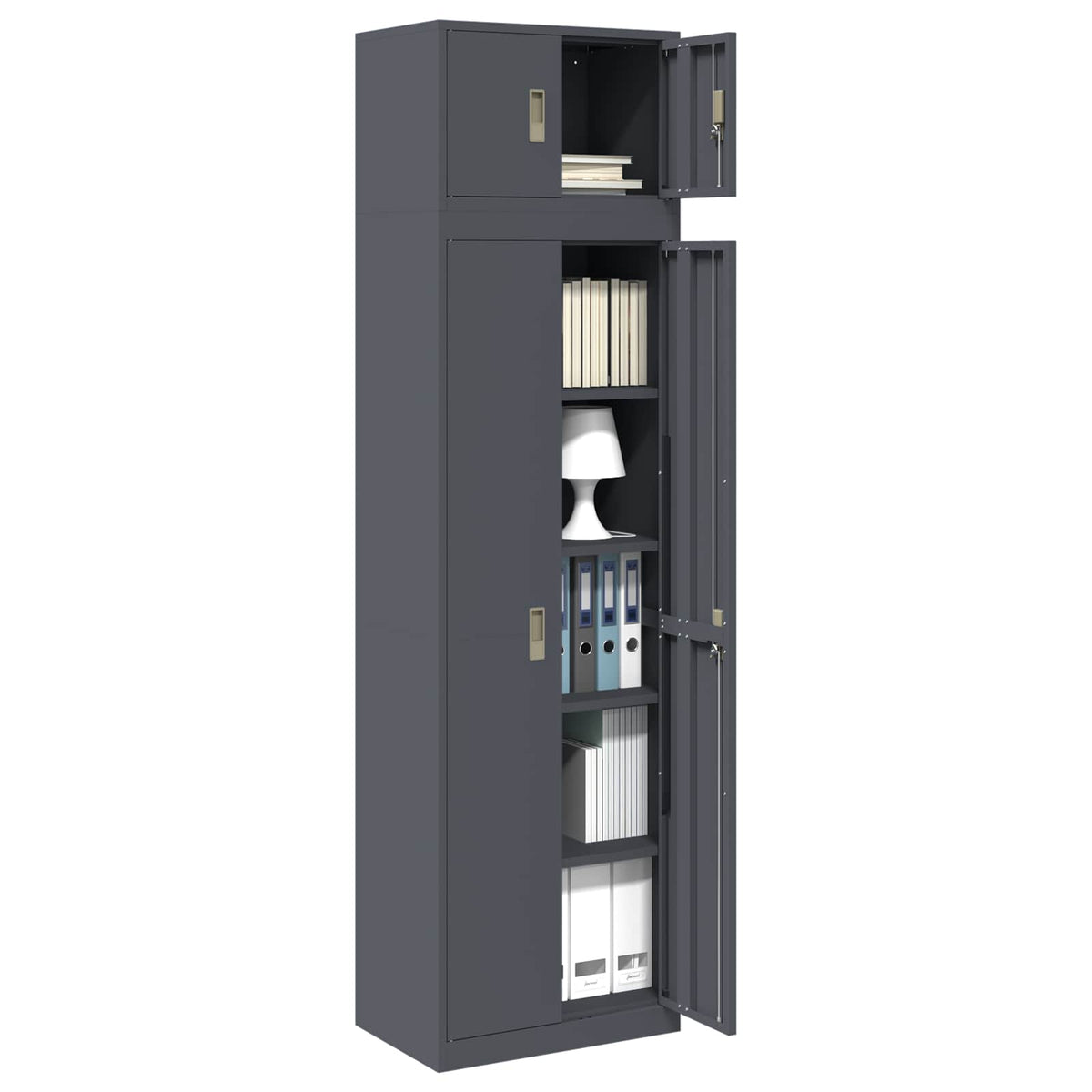 Ντουλάπι αποθήκευσης 2 τμχ. Ανθρακί 60 x 40 x 220 εκ Ατσάλι