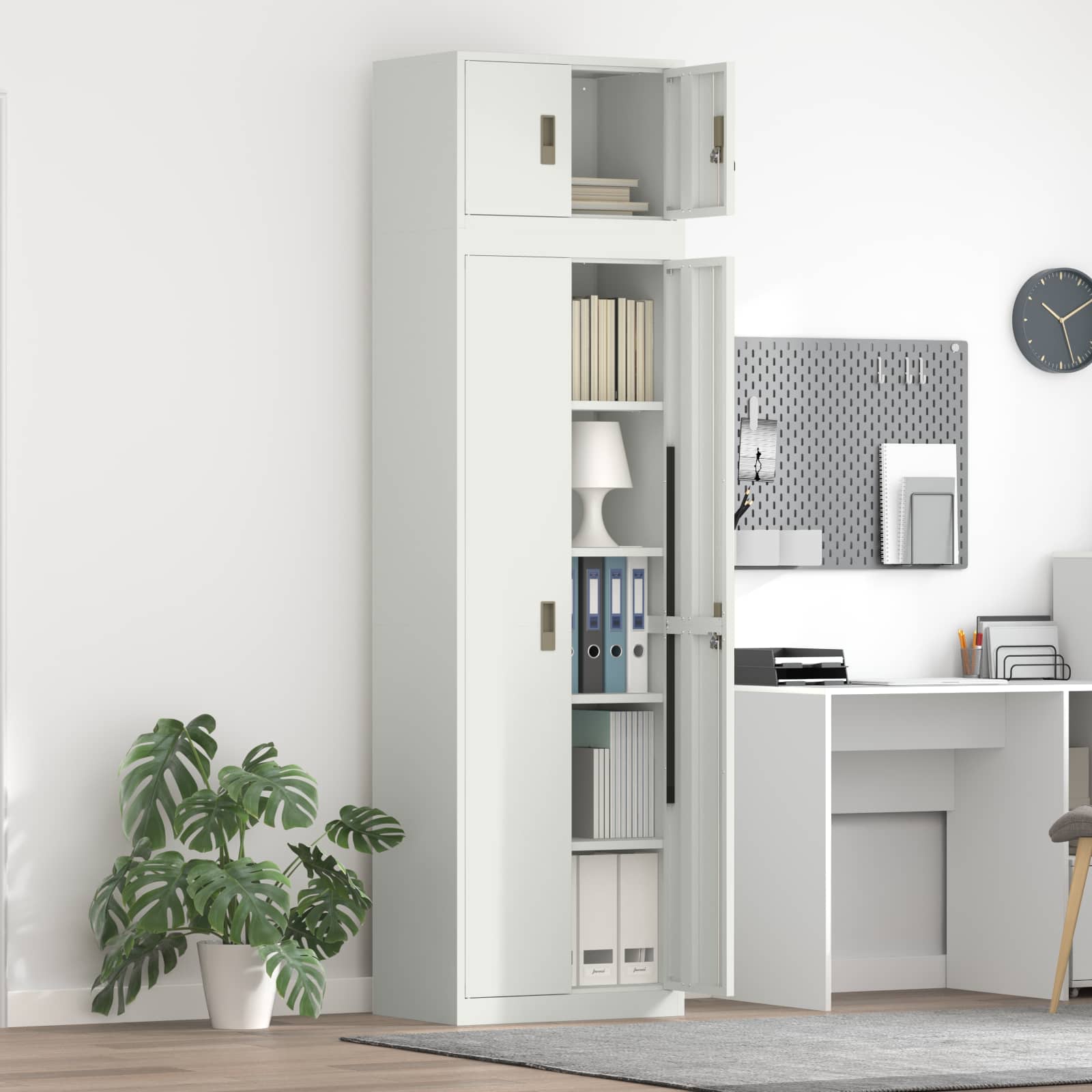 Ντουλάπι αποθήκευσης 2 τμχ. Λευκός 60 x 40 x 220 εκ Ατσάλι - Pakobazaar