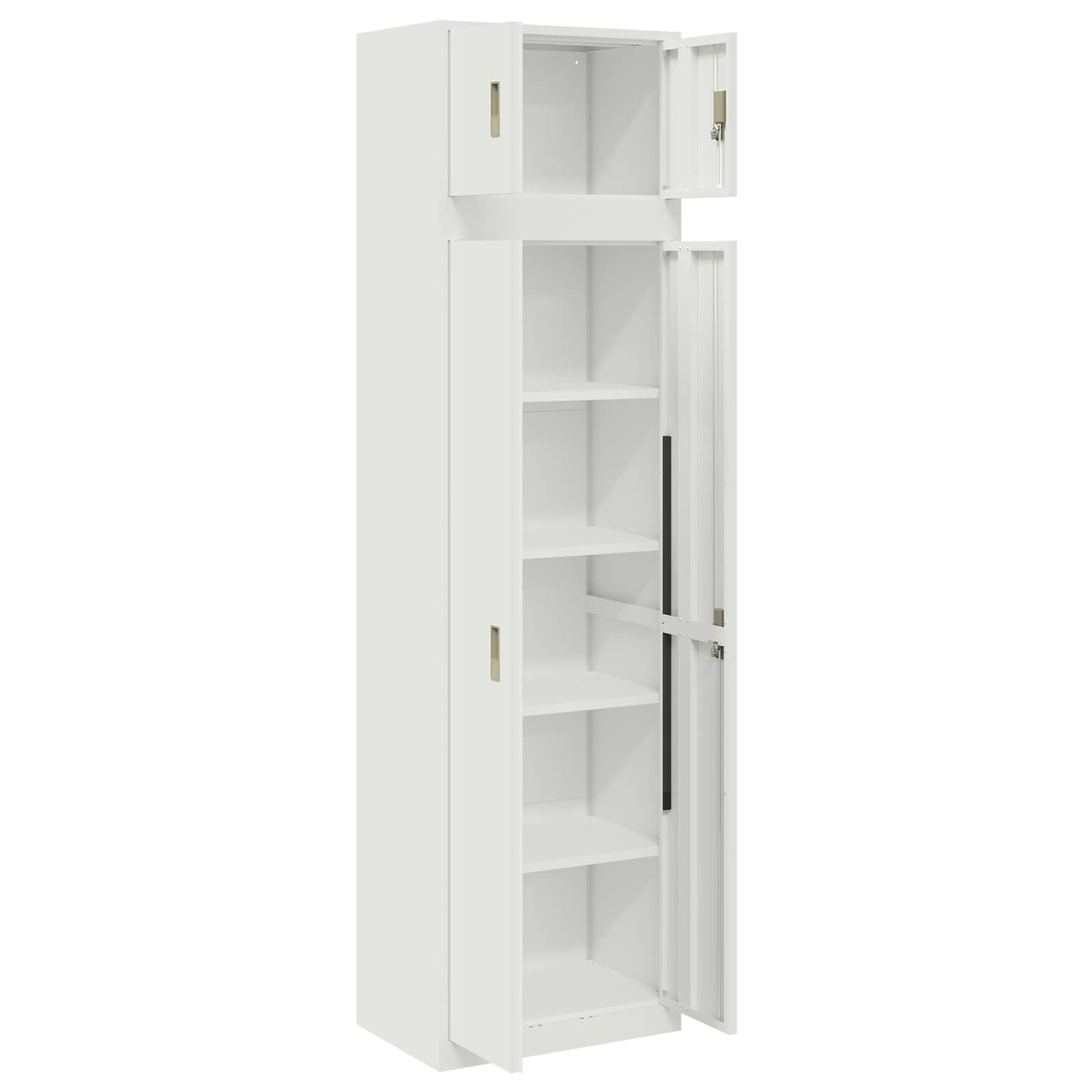 Ντουλάπι αποθήκευσης 2 τμχ. Λευκός 60 x 40 x 220 εκ Ατσάλι - Pakobazaar