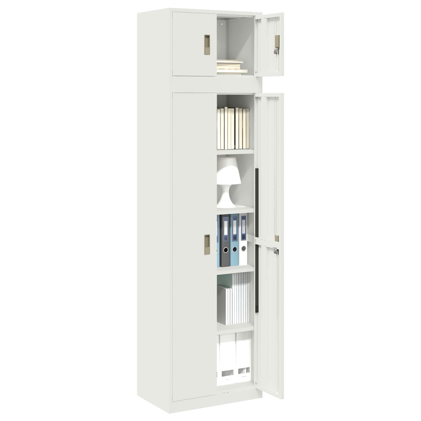 Ντουλάπι αποθήκευσης 2 τμχ. Λευκός 60 x 40 x 220 εκ Ατσάλι - Pakobazaar