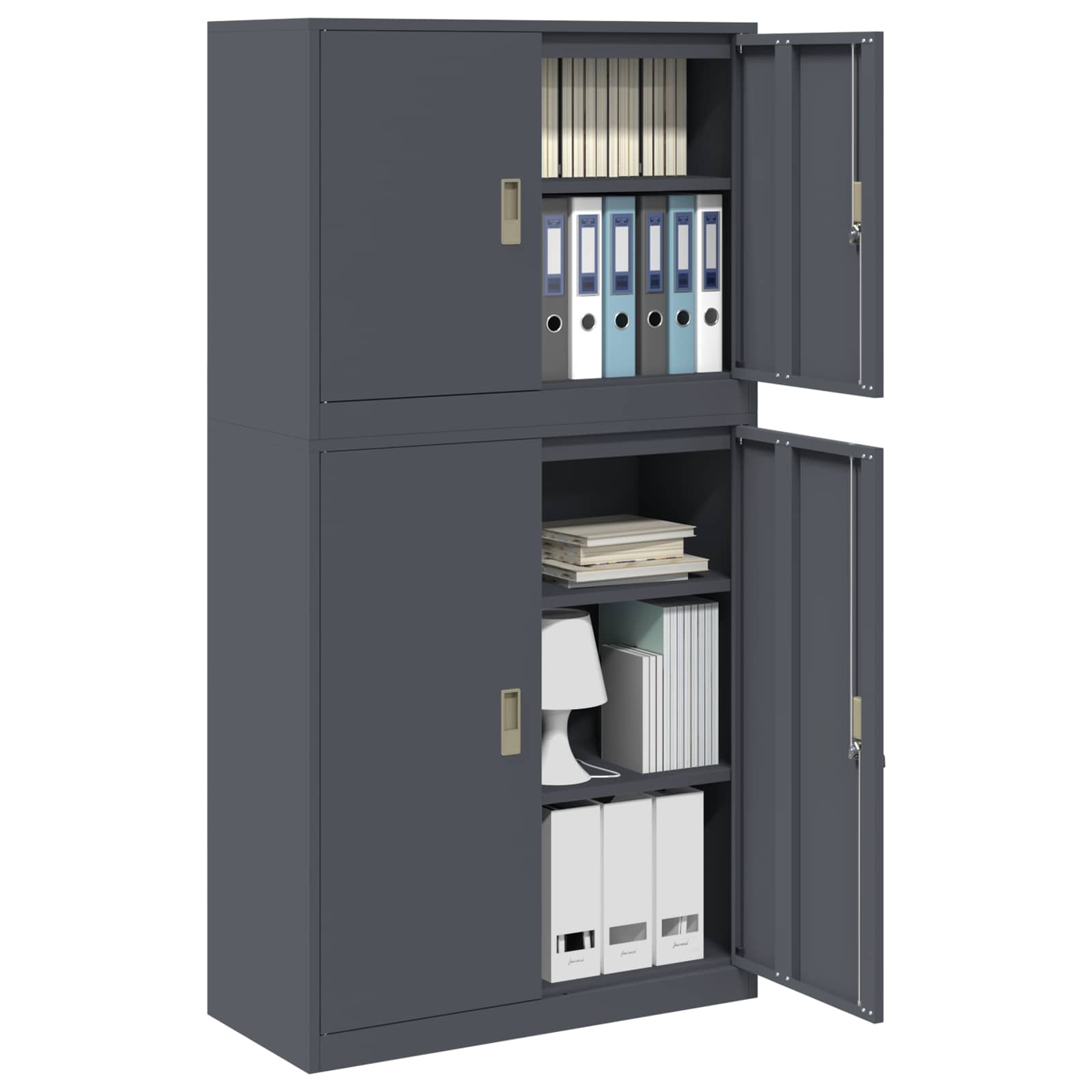 Ντουλάπι αποθήκευσης 2 τμχ. Ανθρακί 90 x 40 x 175 εκ Ατσάλι - Pakobazaar