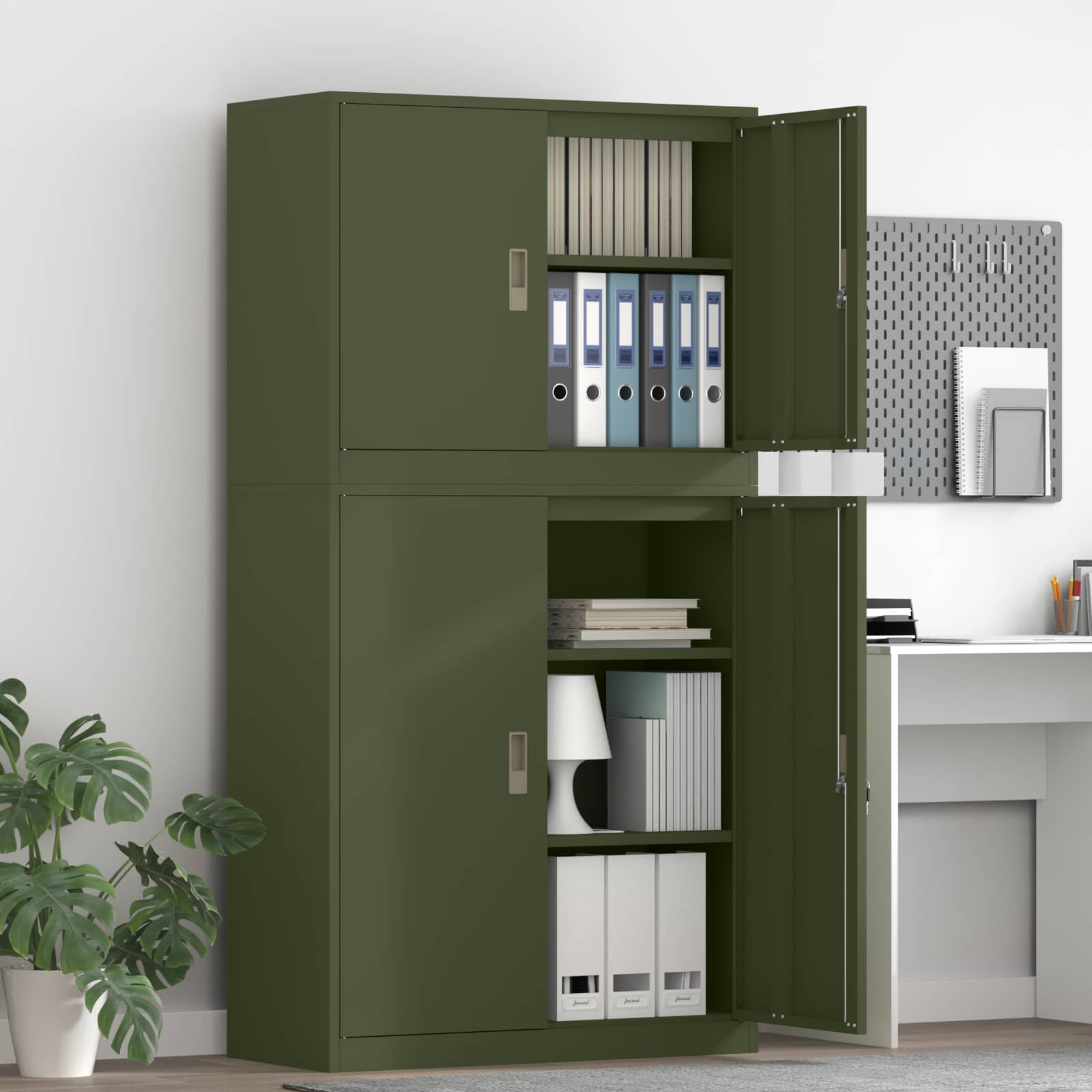 Ντουλάπι αποθήκευσης 2 τμχ. Λαδί 90 x 40 x 175 εκ Ατσάλι