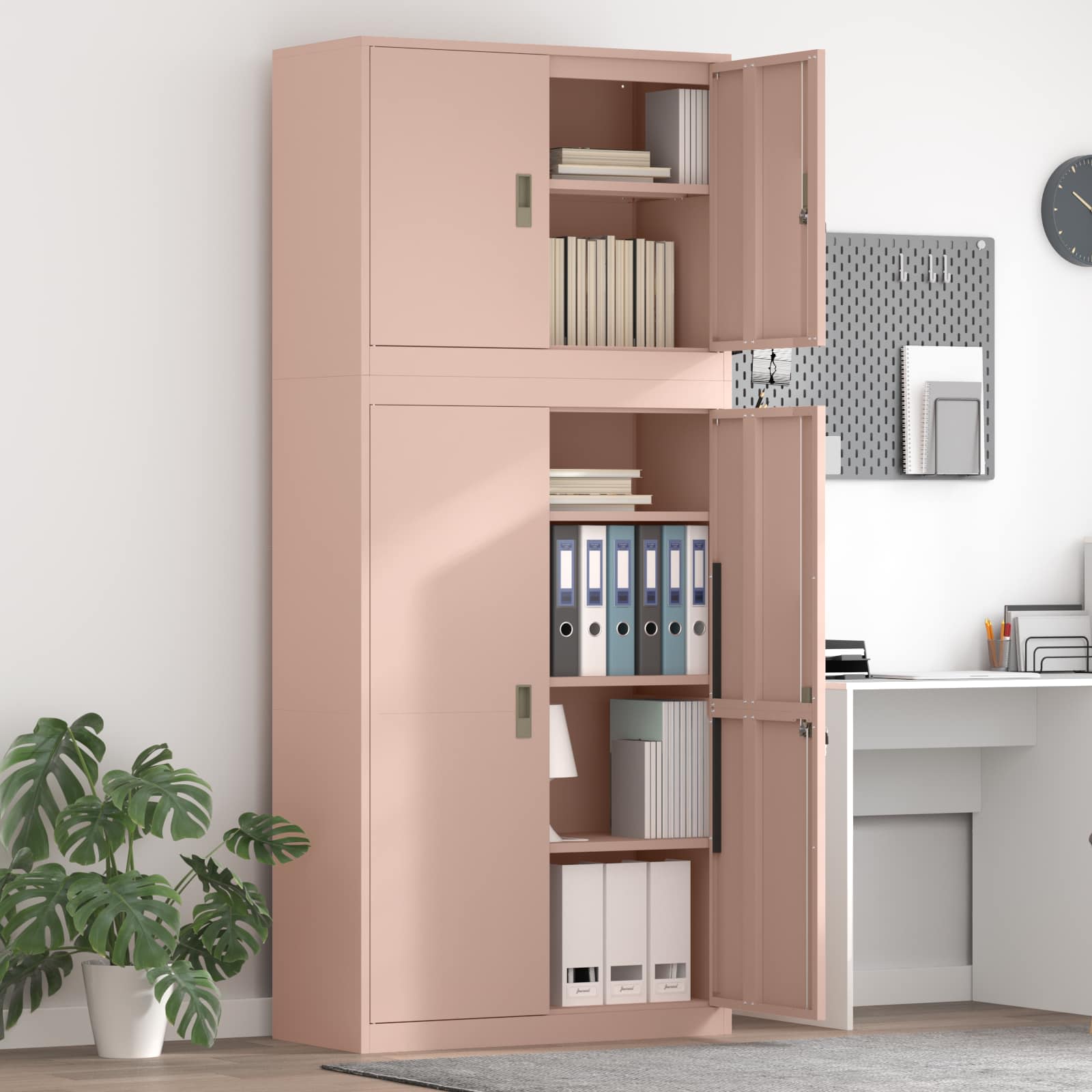 Ντουλάπι αποθήκευσης 2 τμχ. Ροζ 90 x 40 x 210 εκ Ατσάλι - Pakobazaar