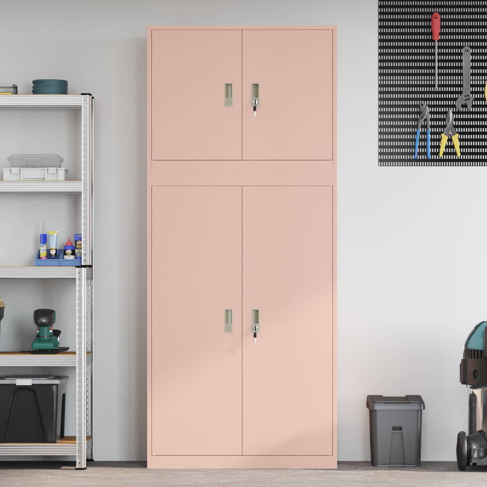 Ντουλάπι αποθήκευσης 2 τμχ. Ροζ 90 x 40 x 210 εκ Ατσάλι - Pakobazaar