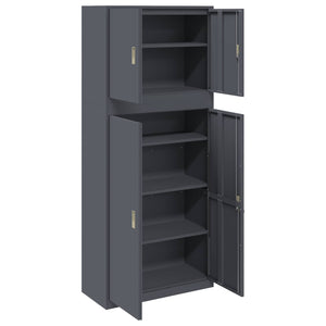 Ντουλάπι αποθήκευσης 2 τμχ. Ανθρακί 90 x 40 x 210 εκ Ατσάλι
