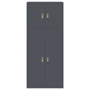 Ντουλάπι αποθήκευσης 2 τμχ. Ανθρακί 90 x 40 x 210 εκ Ατσάλι