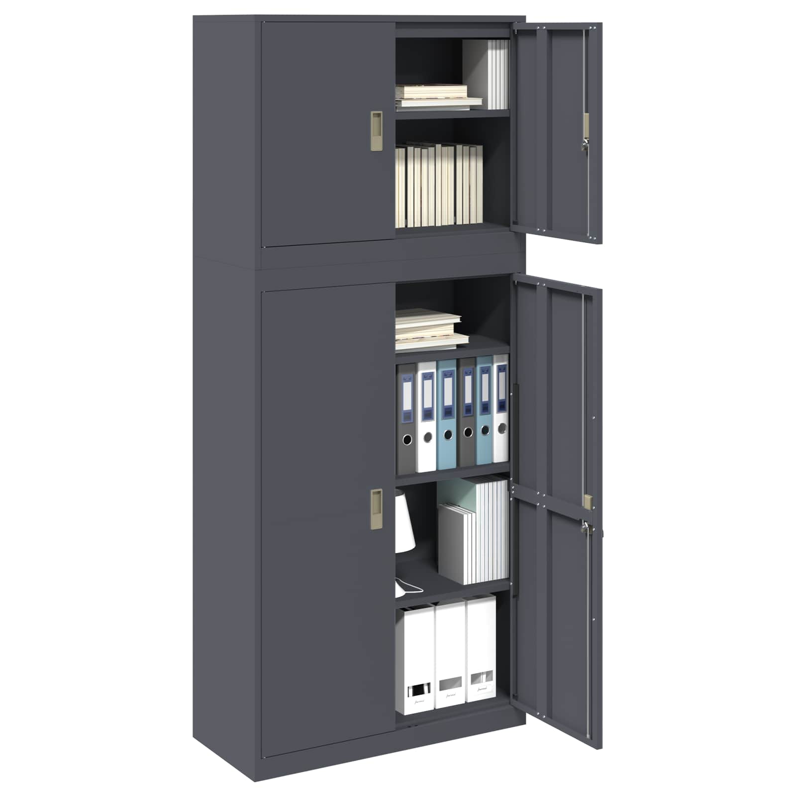 Ντουλάπι αποθήκευσης 2 τμχ. Ανθρακί 90 x 40 x 210 εκ Ατσάλι