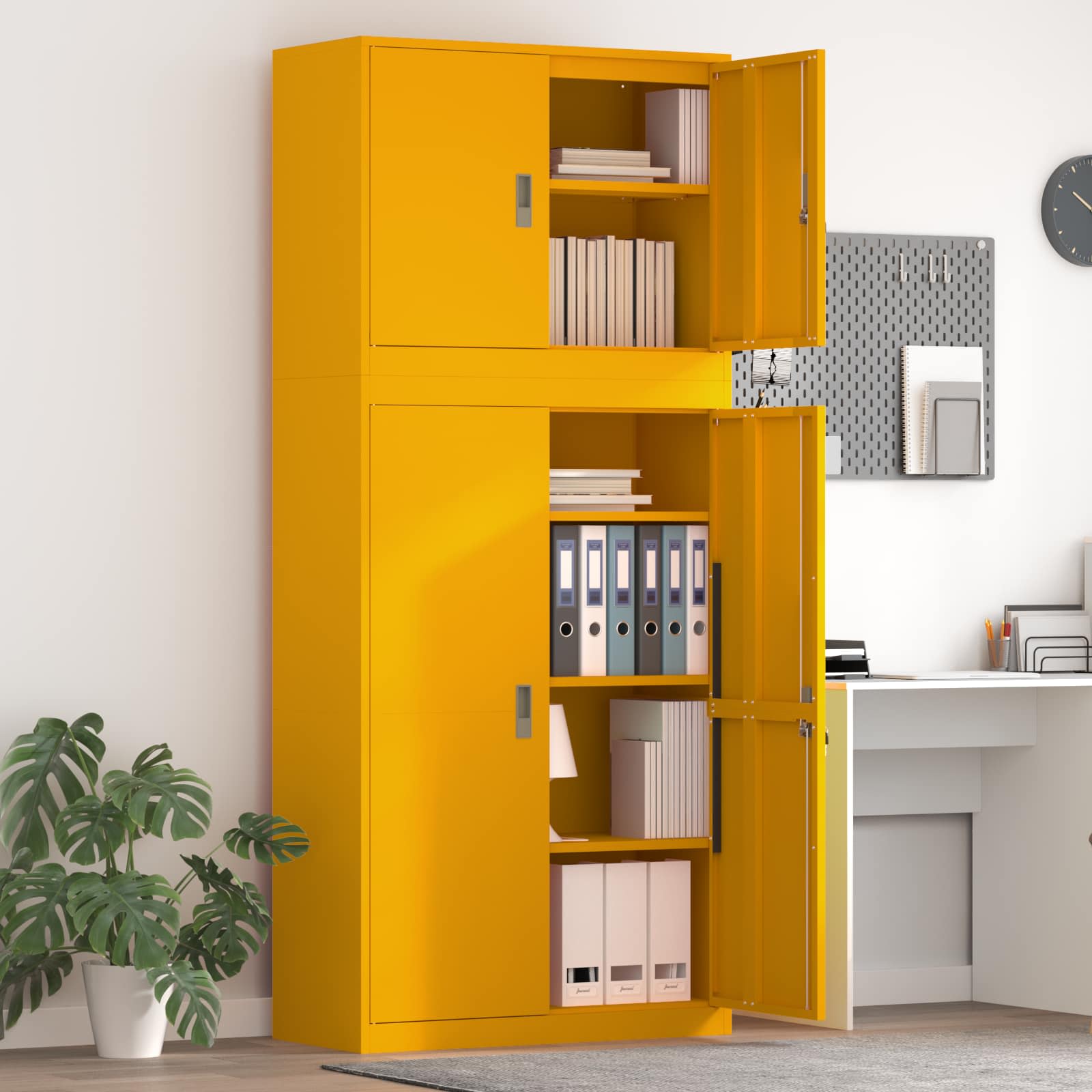 Ντουλάπι αποθήκευσης 2 τμχ. Μουσταρδί 90 x 40 x 210 εκ Ατσάλι