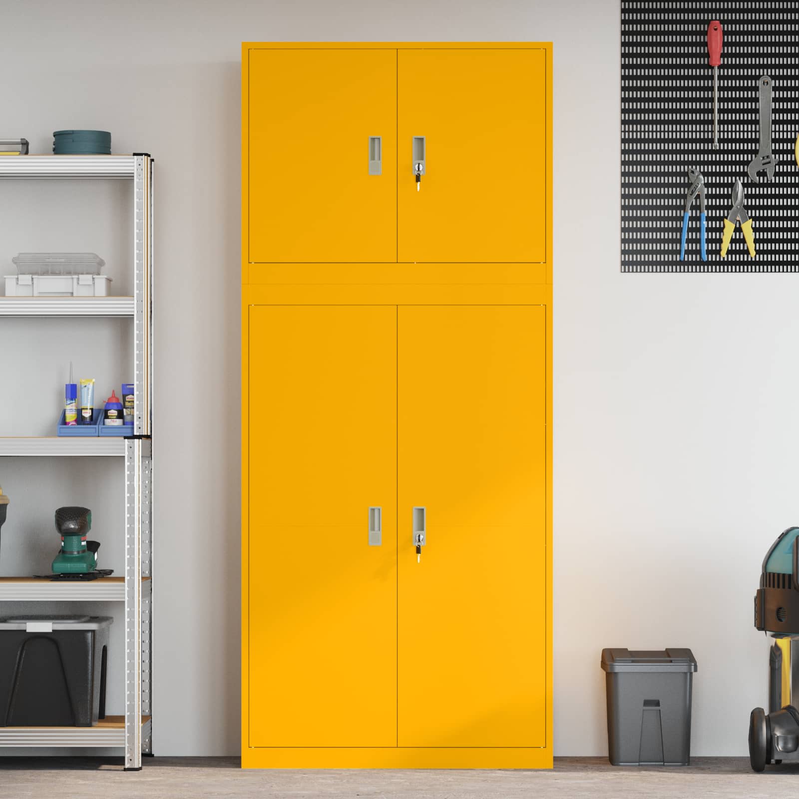 Ντουλάπι αποθήκευσης 2 τμχ. Μουσταρδί 90 x 40 x 210 εκ Ατσάλι