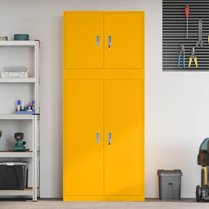 Ντουλάπι αποθήκευσης 2 τμχ. Μουσταρδί 90 x 40 x 210 εκ Ατσάλι